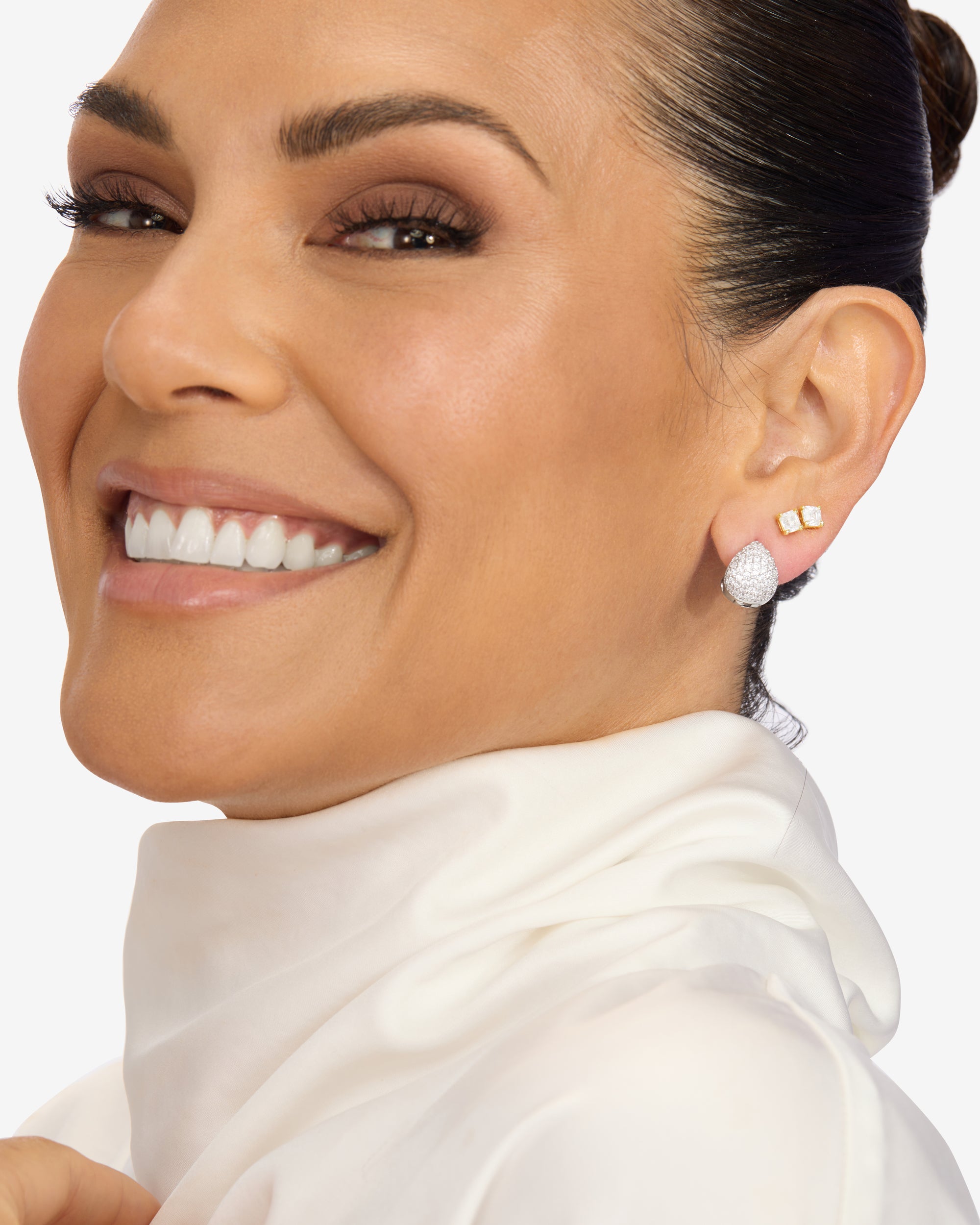 Lil' Norah Pave Earrings - Silver|White Diamondettes