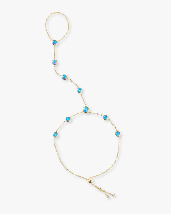Mojave Opal Hand Chain - Gold|Blue Opal