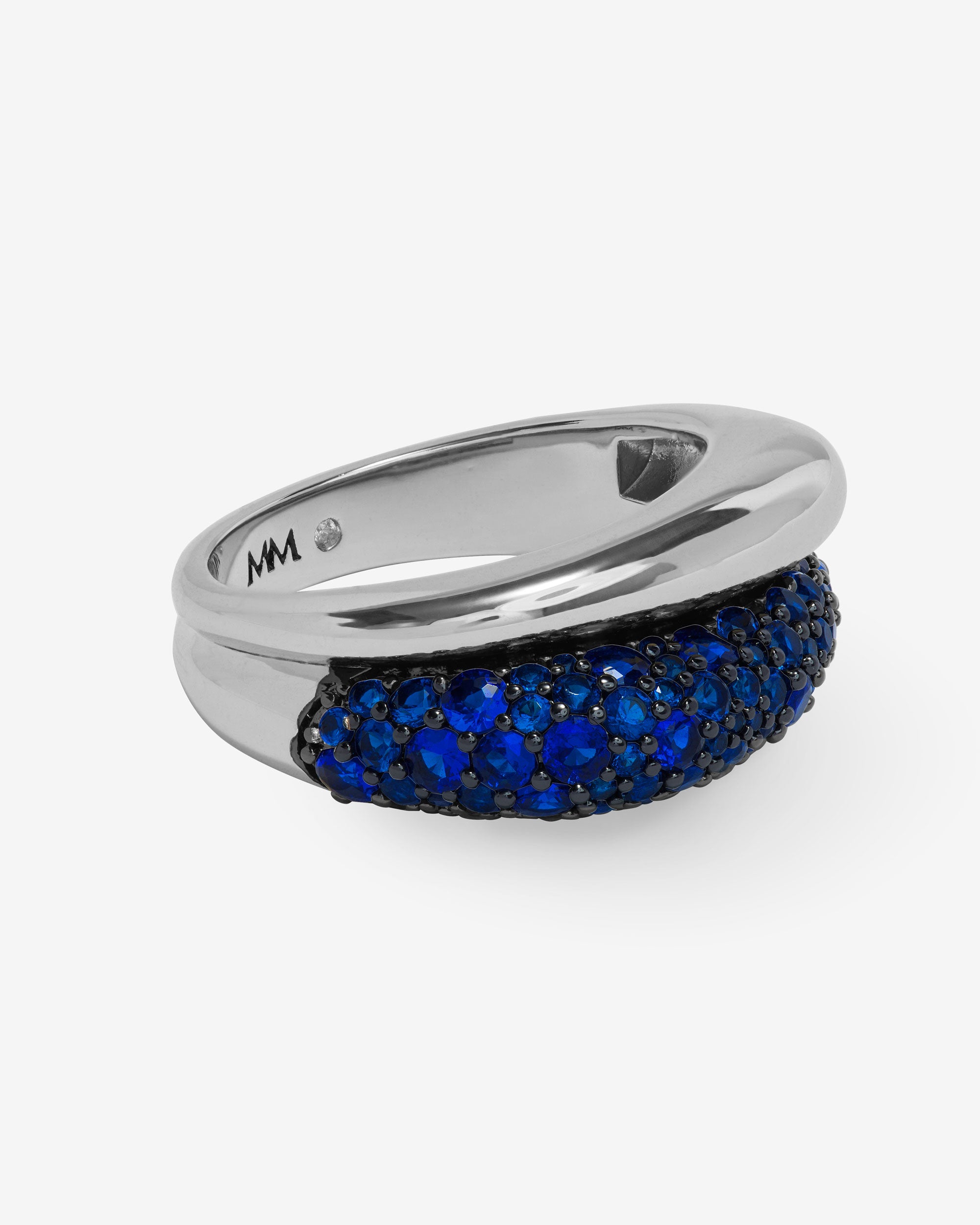 Norah Pavé Double Ring - Silver|Blue Sapphire