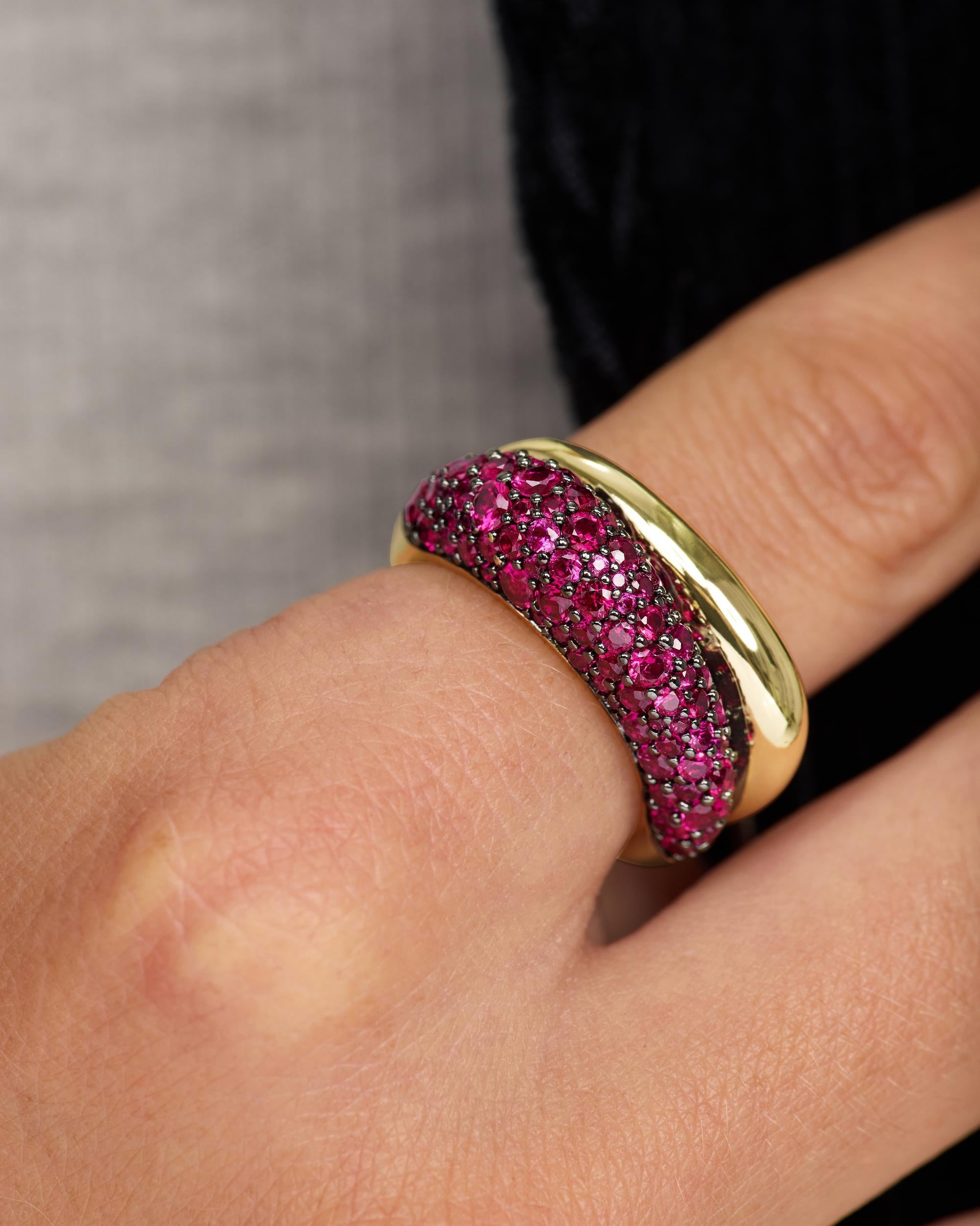 Norah Pavé Double Ring - Gold|Ruby