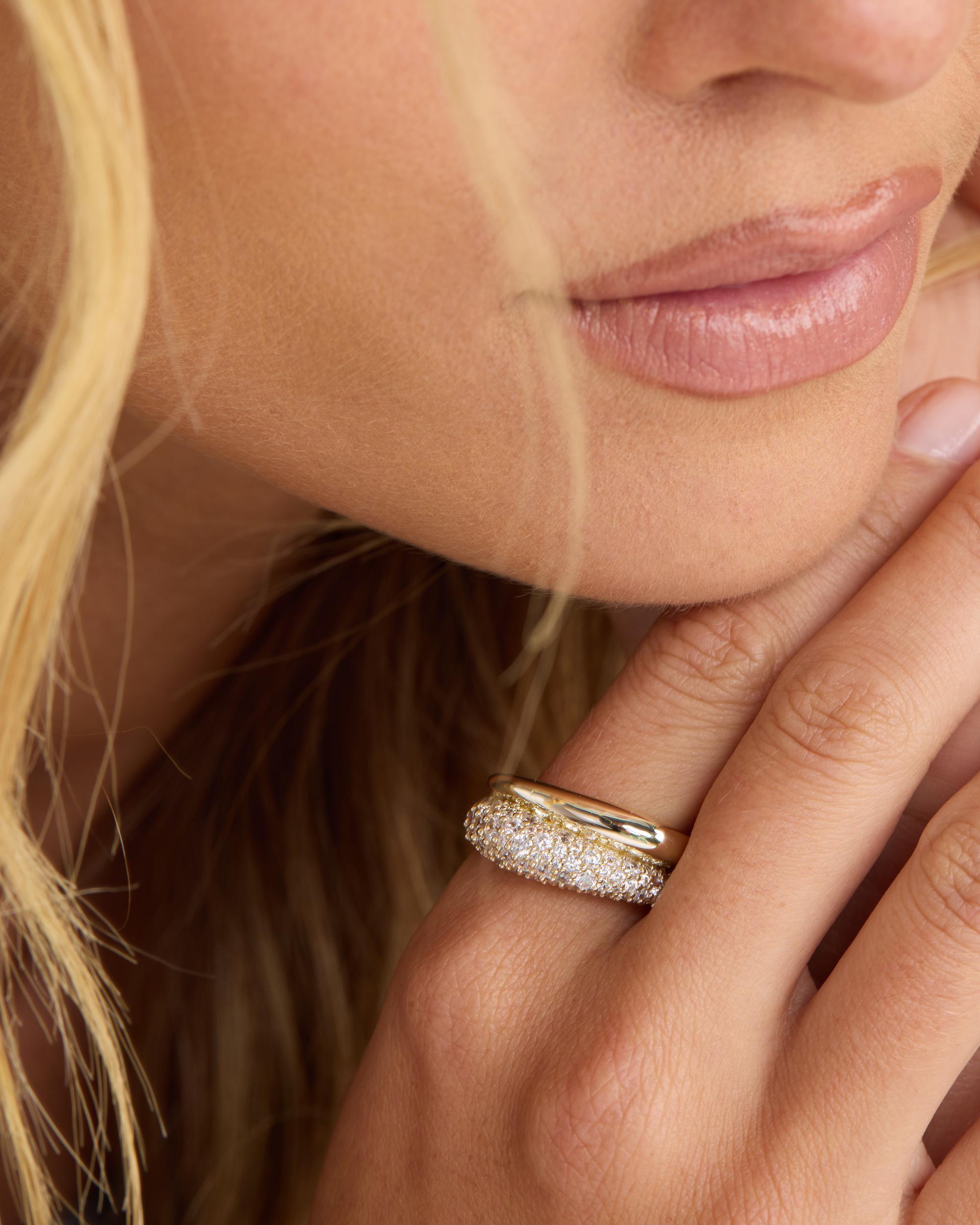 Norah Pavé Double Ring - Gold|White Diamondettes