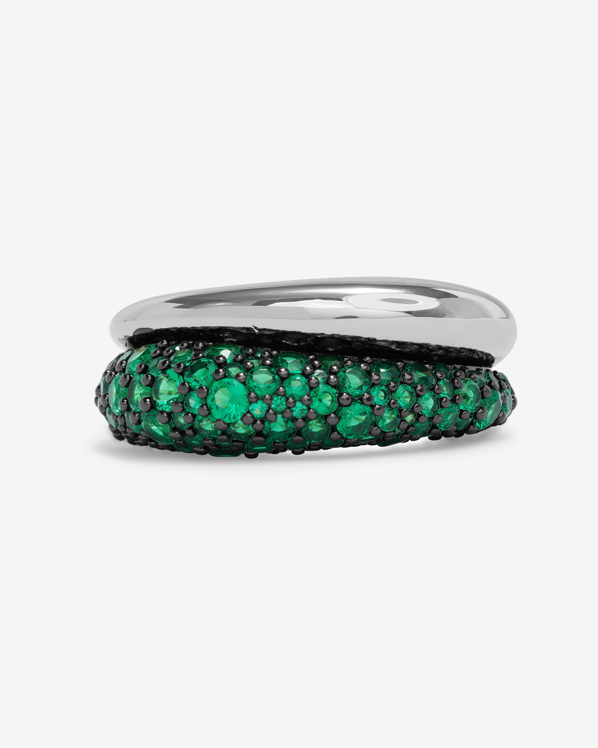 Norah Pavé Double Ring - Silver|Emerald