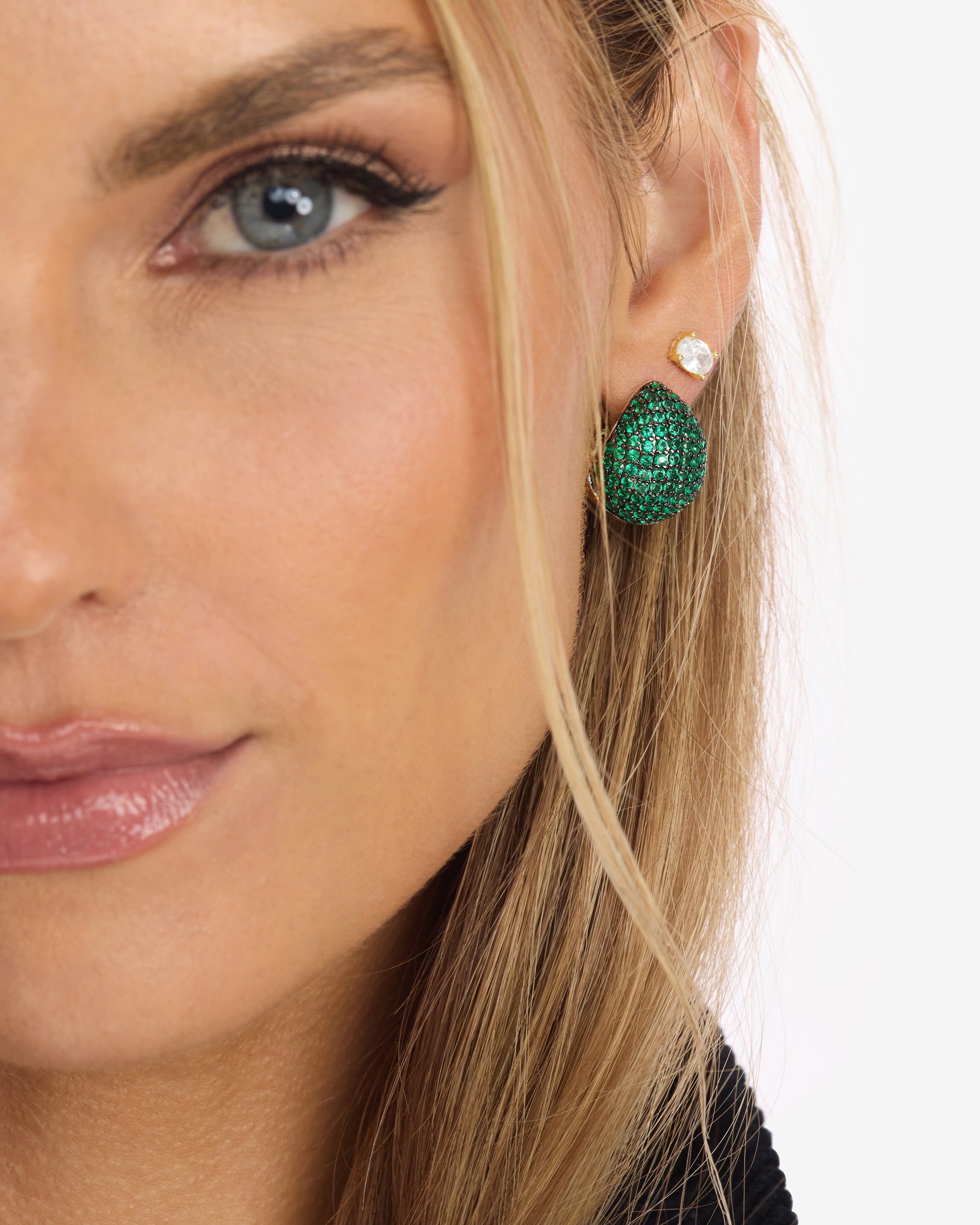 Norah Pavé Earrings - Gold|Emerald