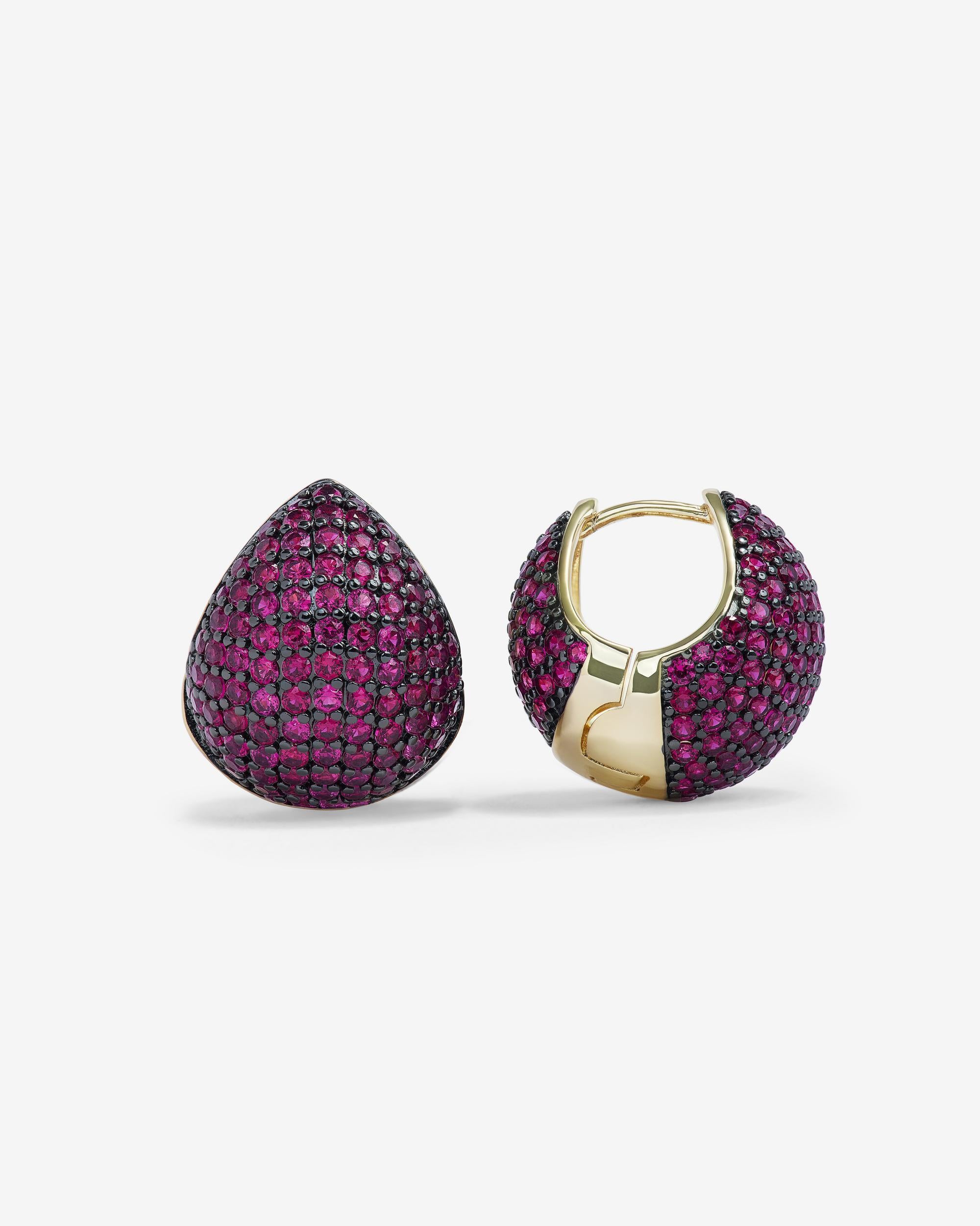 Norah Pavé Earrings | Bold Gold Ruby Hoops – Melinda Maria Jewelry