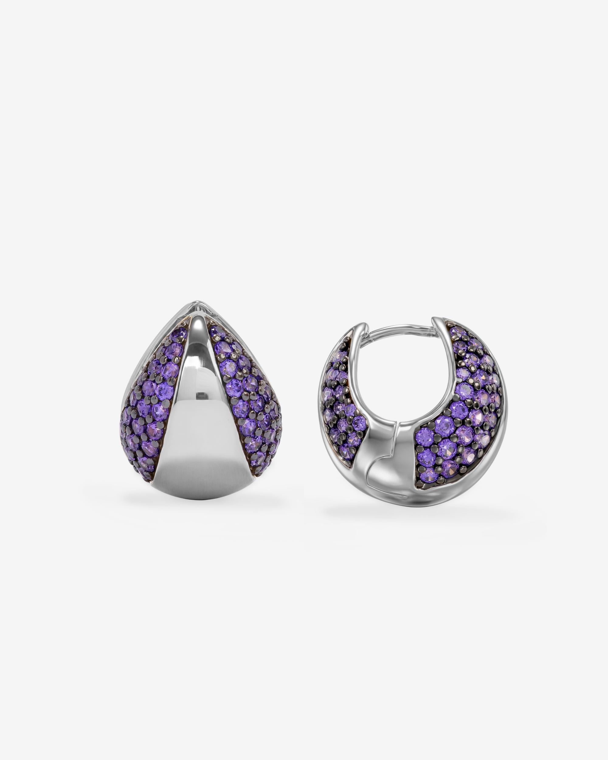 kopoli ハンドメイド ガラス しゃぼん Amy エイミー パープル ピアス Norah Split Pavé Earrings - Silver|Lavender Amethyst – Melinda