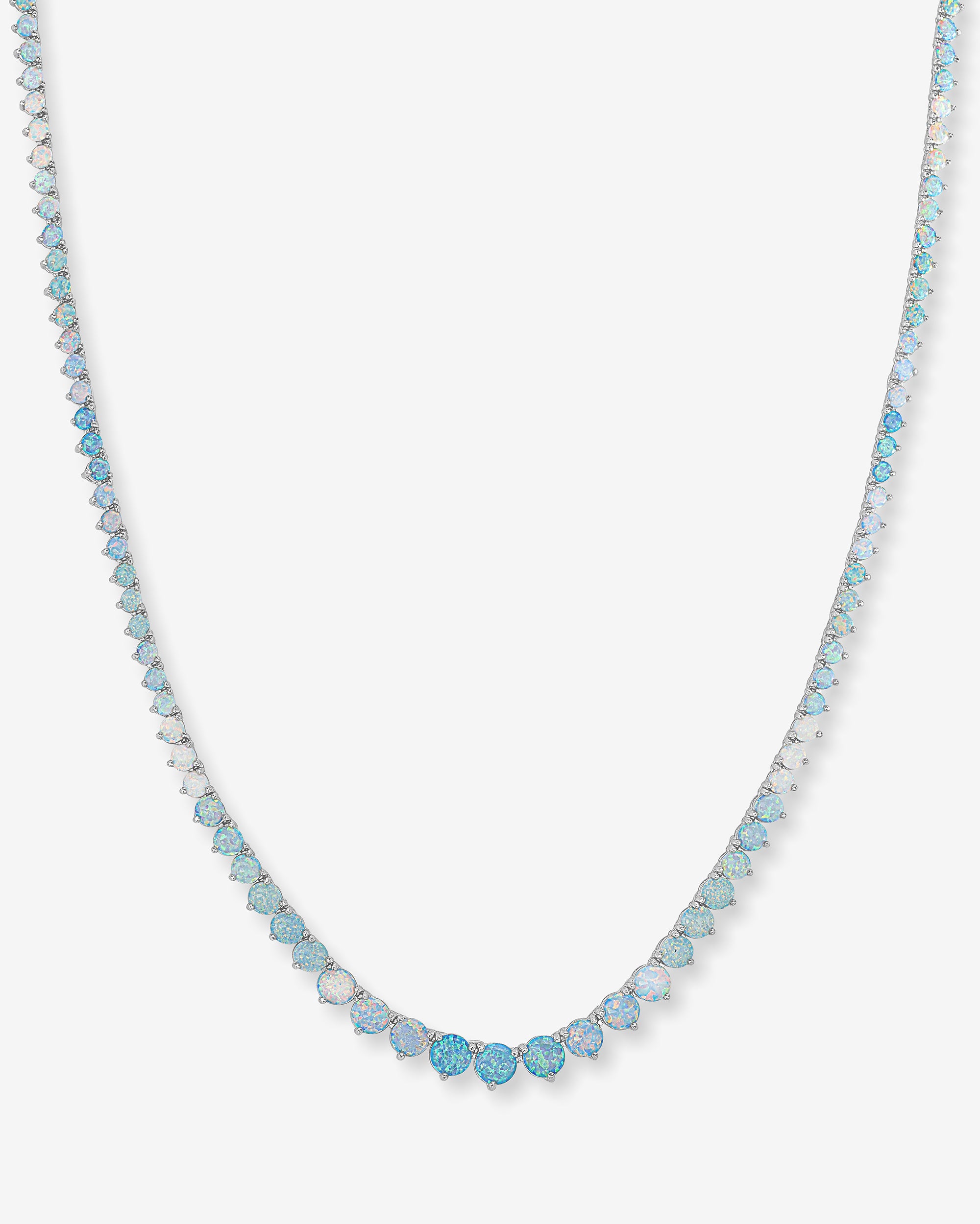 Not Your Basic Graduated Ombré Tennis Necklace - Silver|Blue Opal Ombré