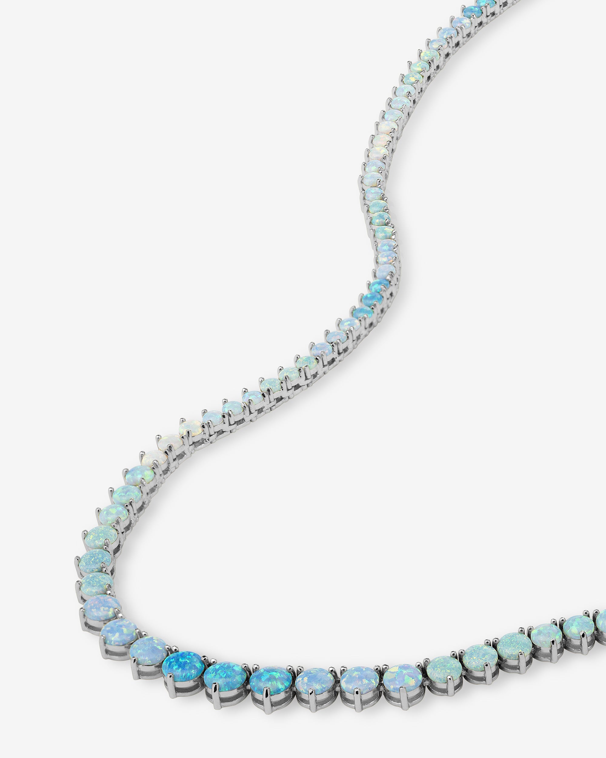 Not Your Basic Graduated Ombré Tennis Necklace - Silver|Blue Opal Ombré