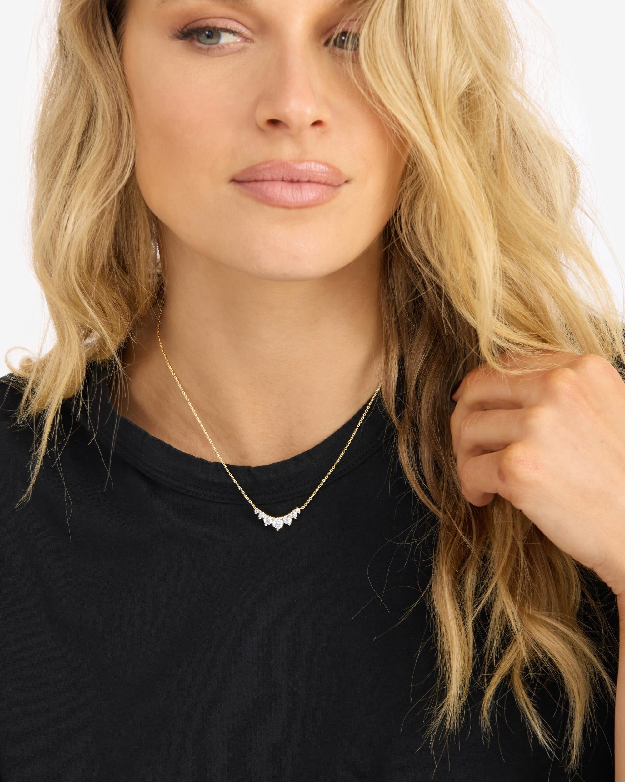 Not Your Basic Multi Stone Pendant Necklace - Gold