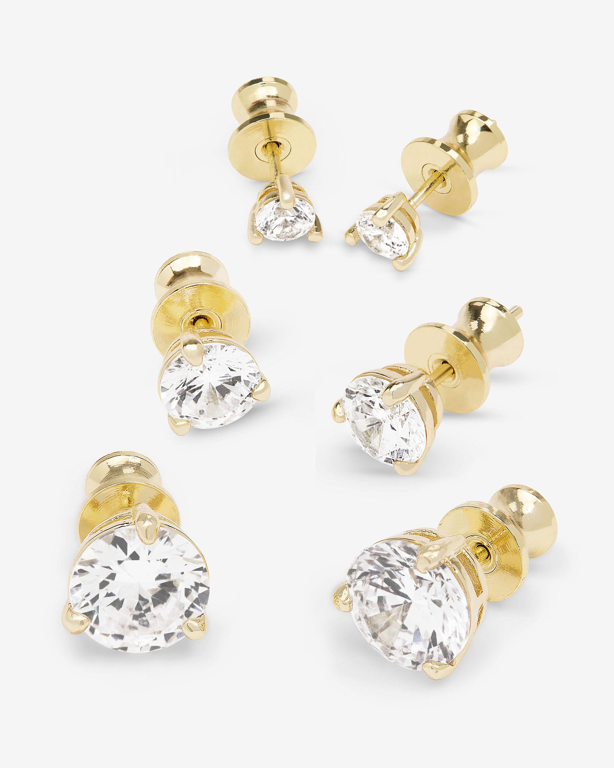 Not Your Basic Stud Set - Gold|White Diamondettes