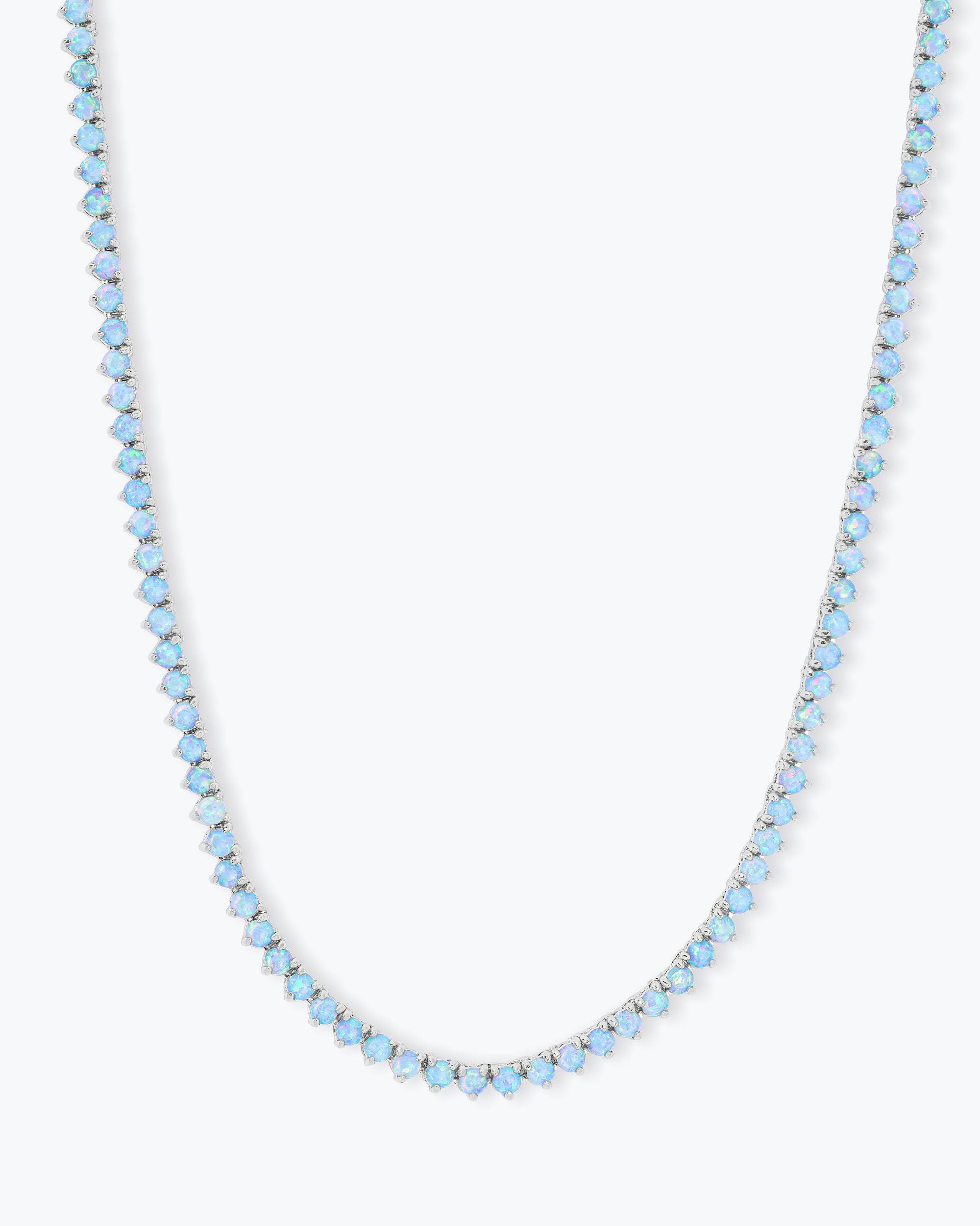 Not Your Basic Tennis Necklace - Silver|Blue Opal
