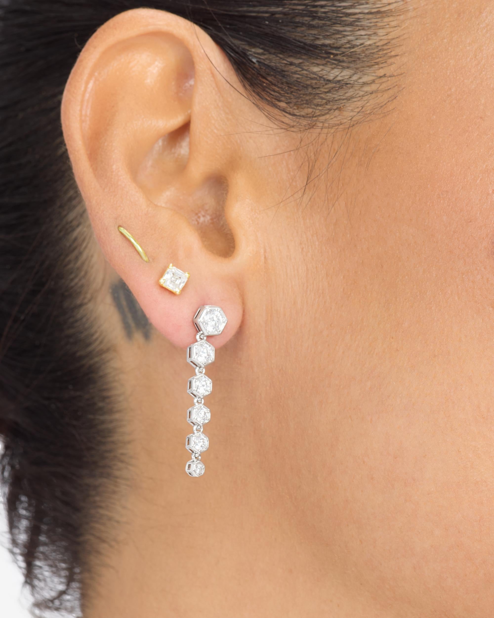 Queen Bee Drop Earrings - Silver|White Diamondettes