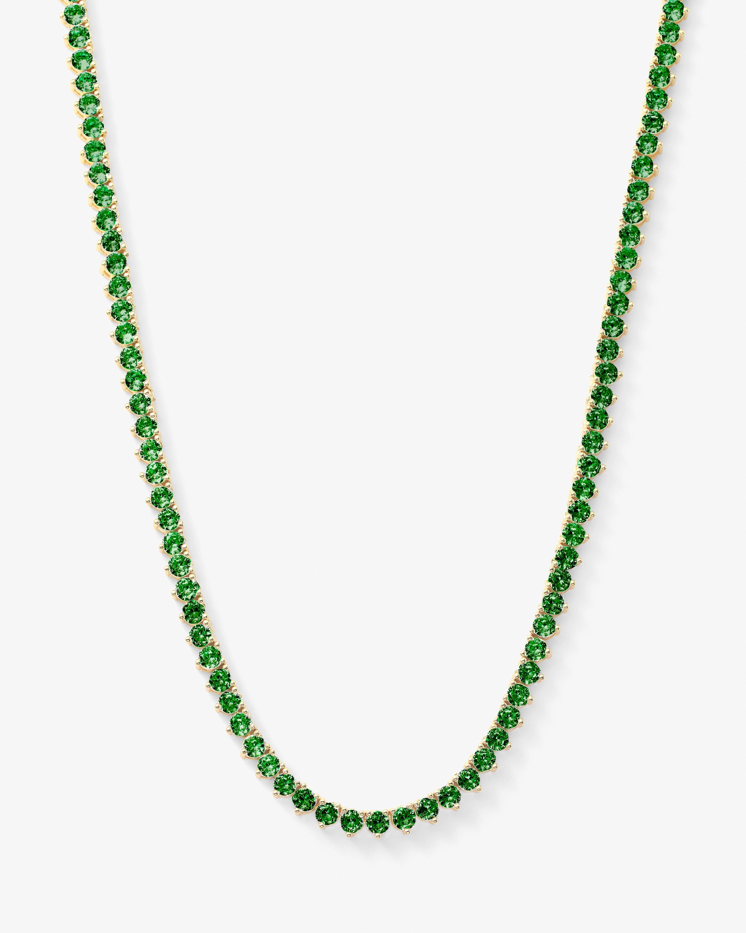 Not Your Basic Tennis Necklace - Gold|Emerald