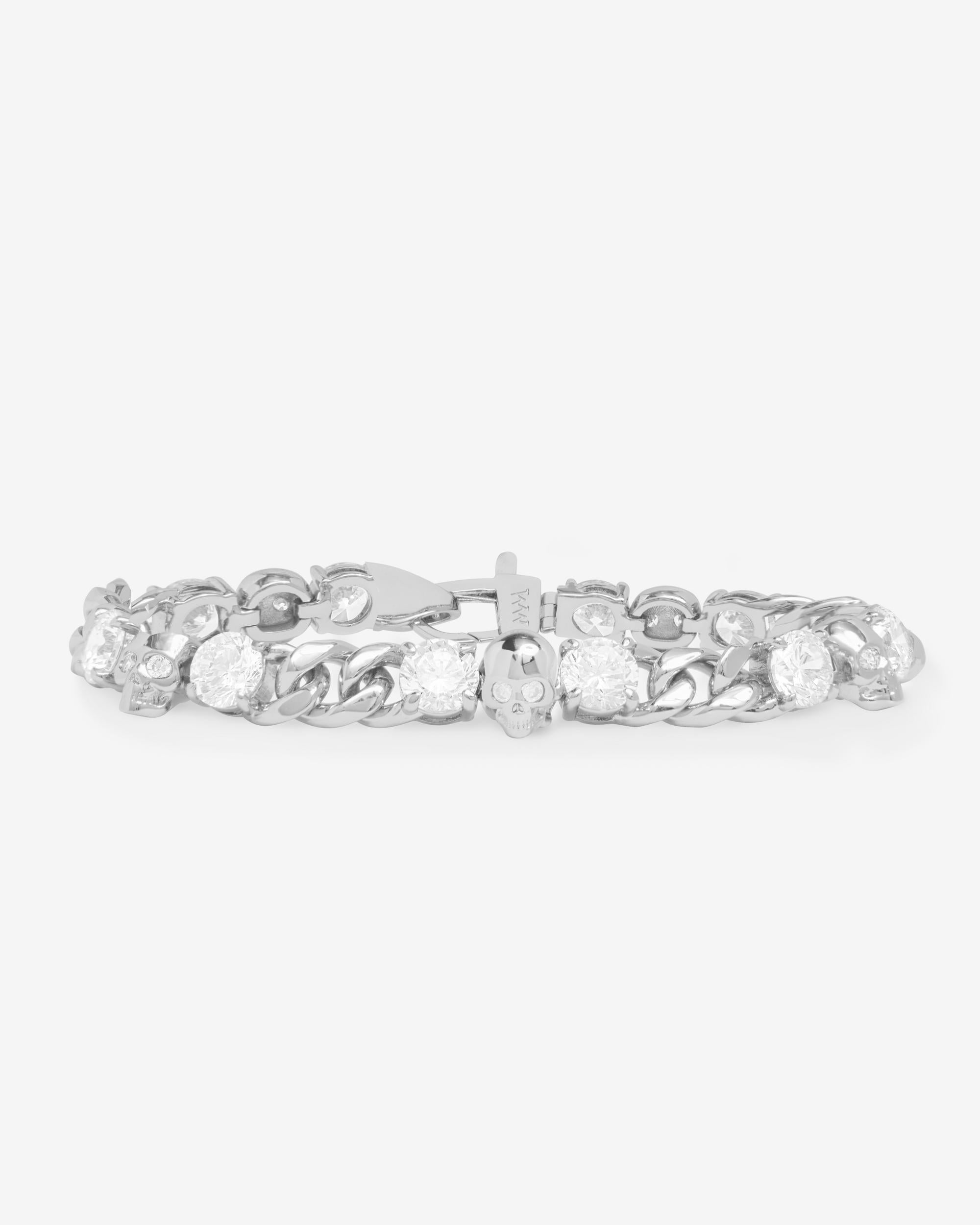 Ride or Die Cuban Chain Bracelet - Silver|White Diamondettes