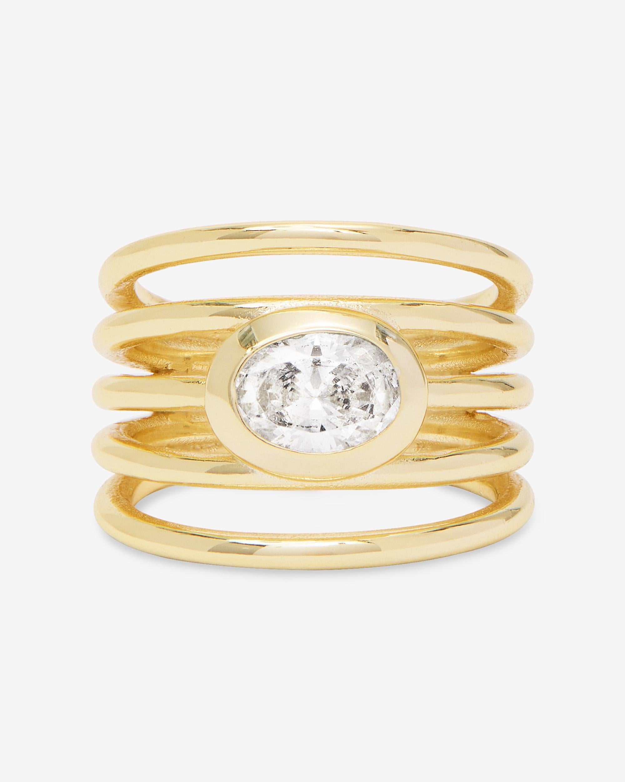 She's a Boss Stacked Ring - Gold|White Diamondettes