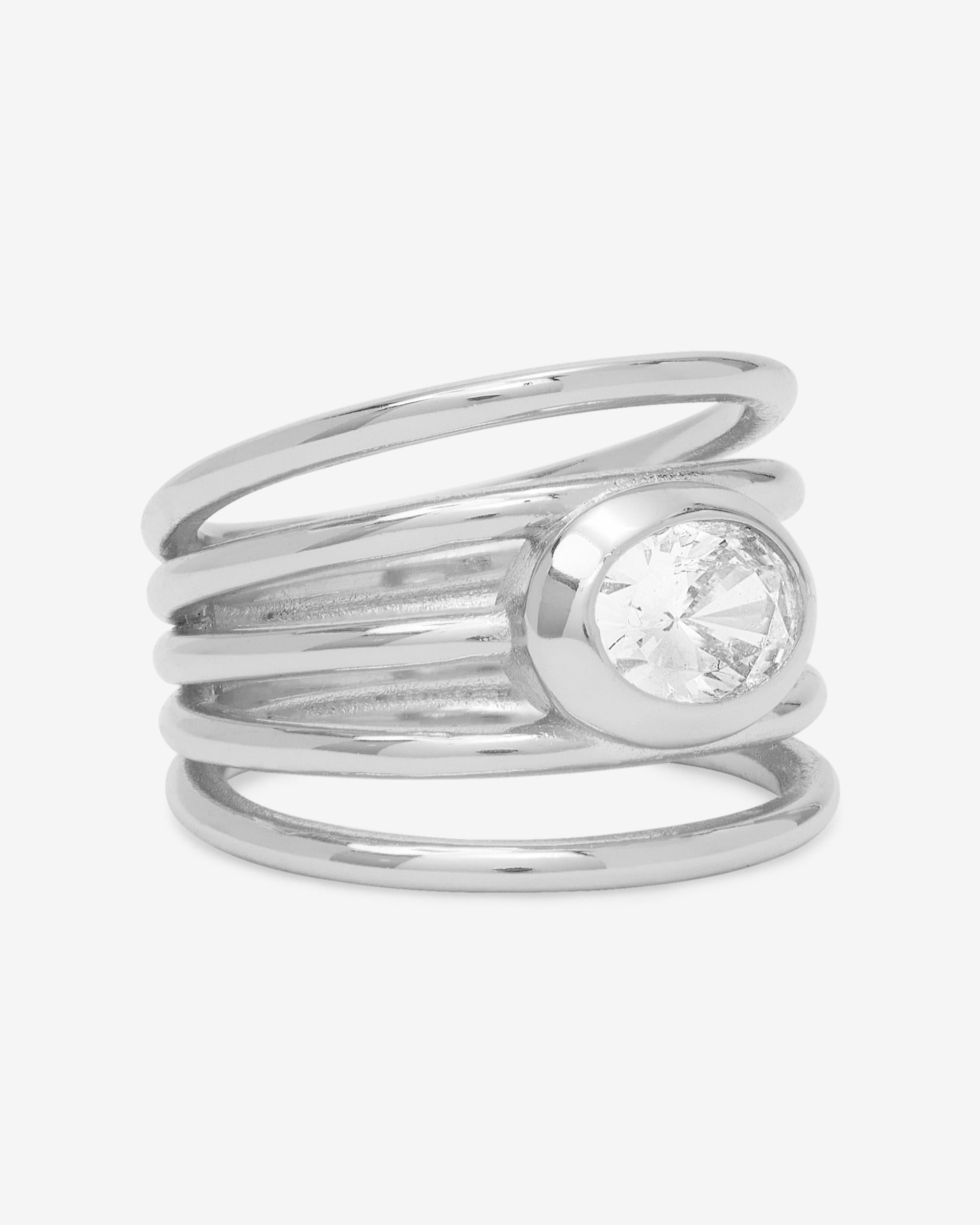 She's a Boss Stacked Ring - Silver|White Diamondettes