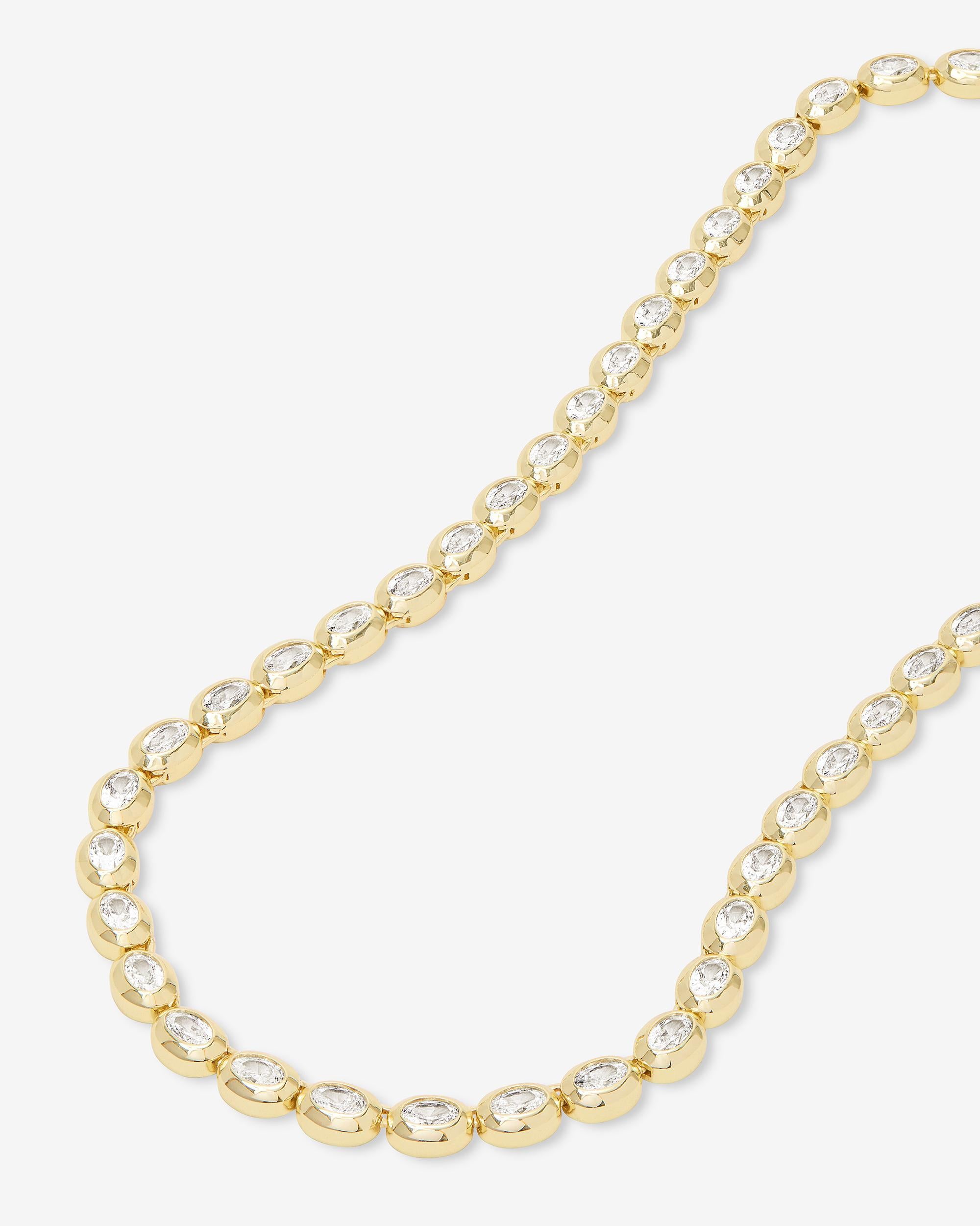She's a Boss Tennis Necklace - Gold|White Diamondettes