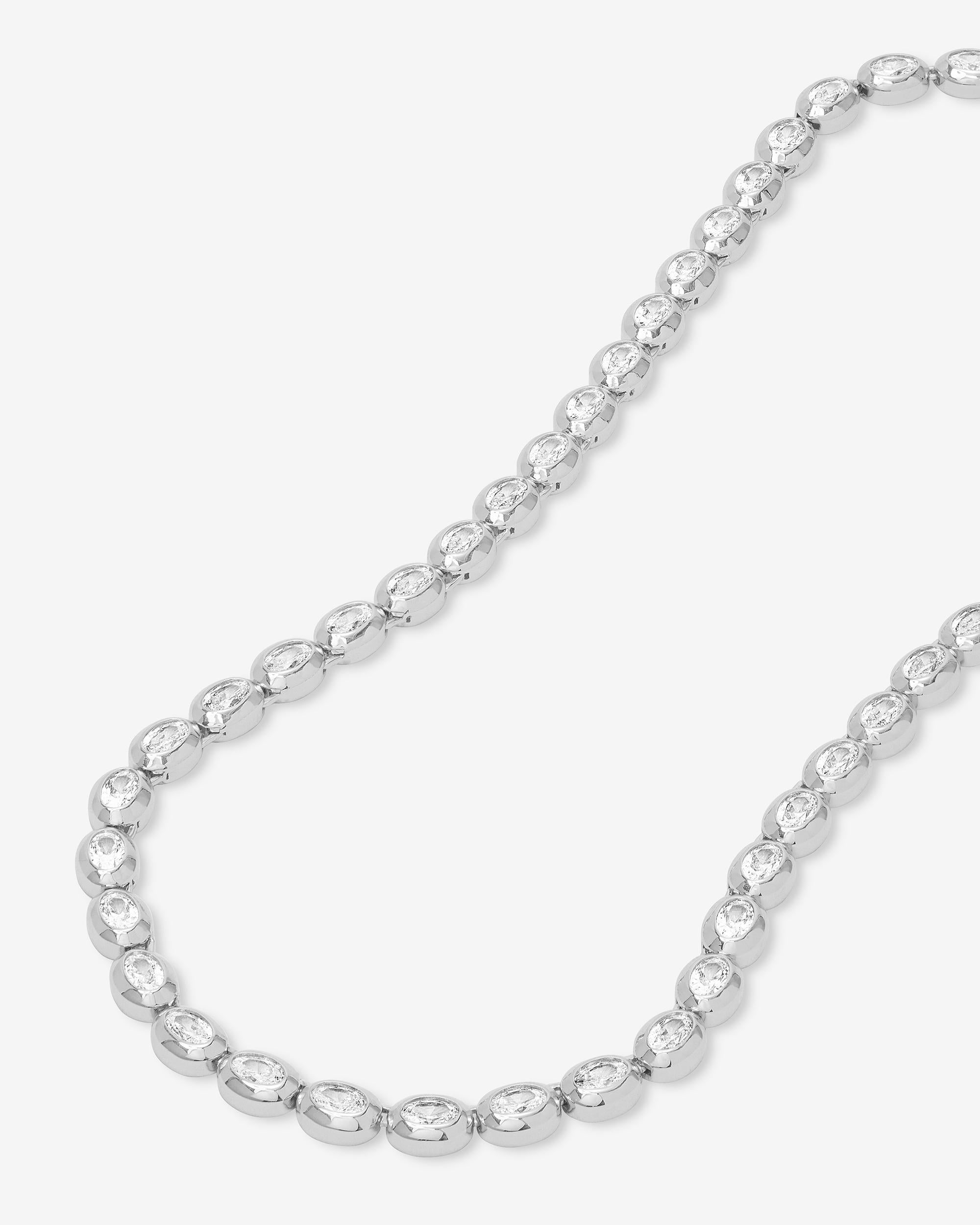 She's a Boss Tennis Necklace - Silver|White Diamondettes