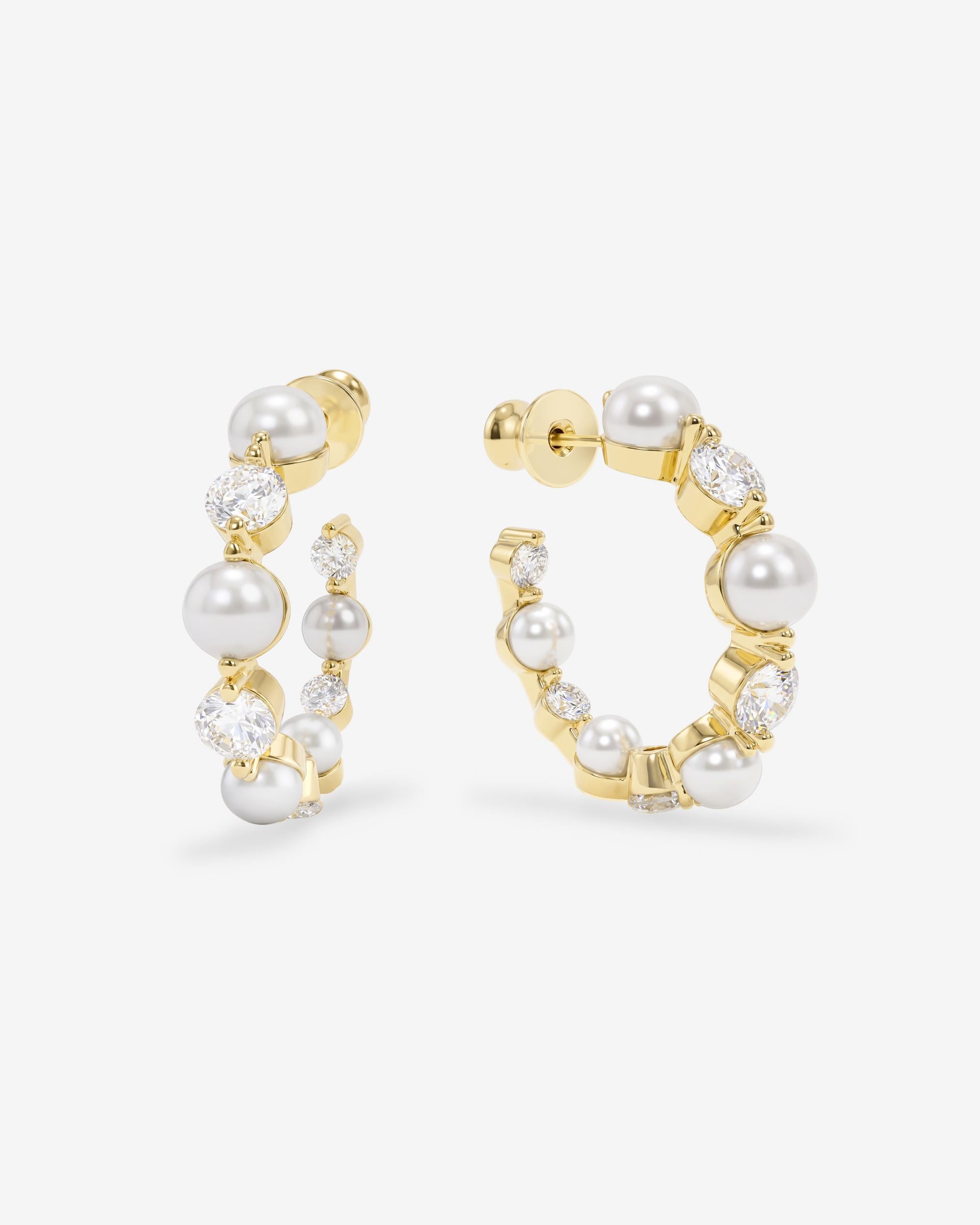 She's an Icon Pearl Hoops 1" - Gold