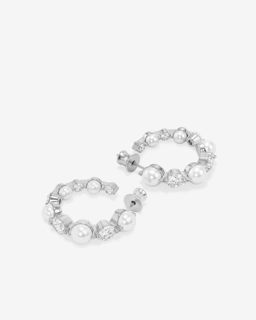 She's an Icon Pearl Hoops 1" - Silver