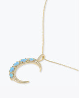 She's an Icon Blue Moon Necklace - Gold|Blue Opal