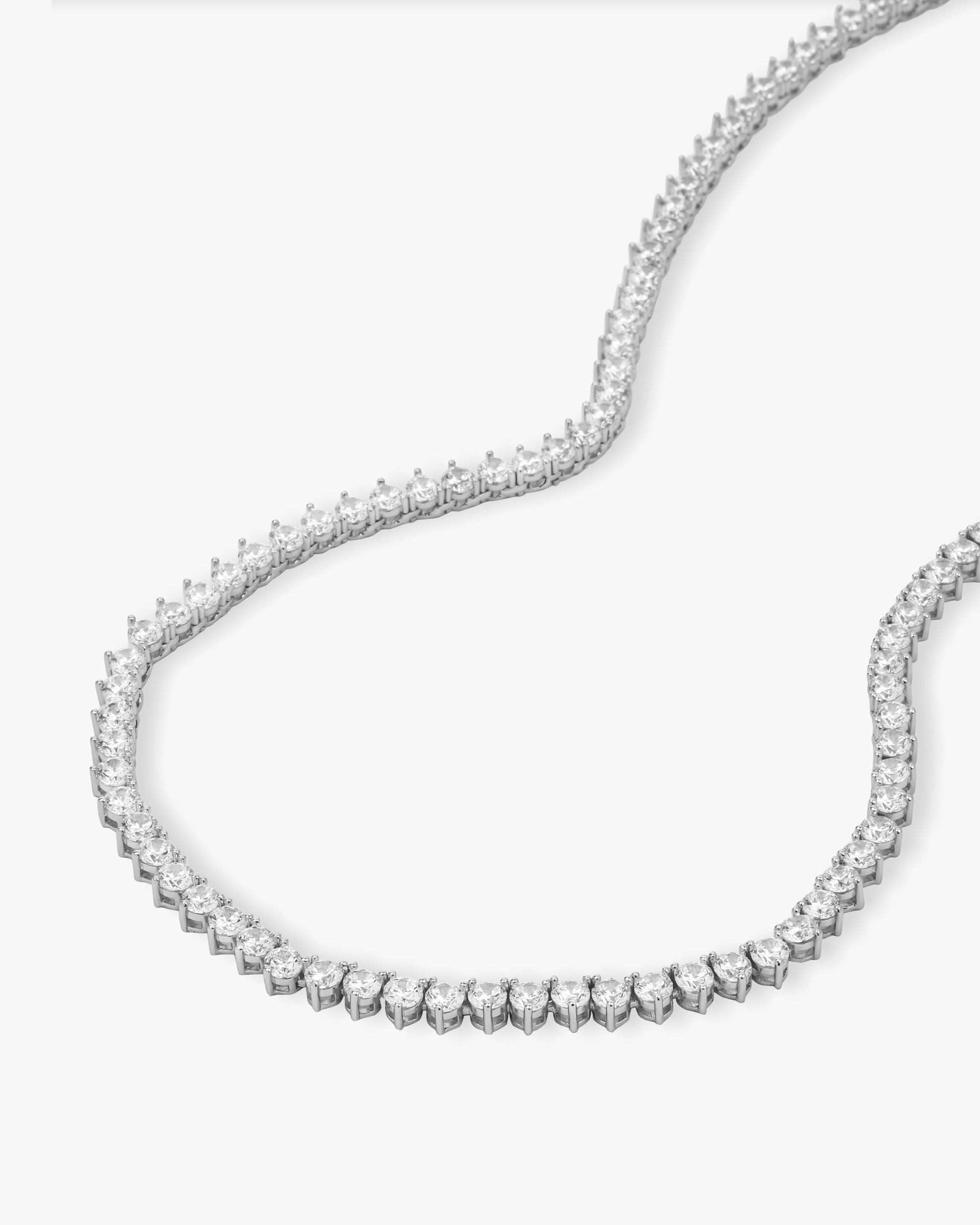 Mama Not Your Basic Tennis Necklace - Silver|White Diamondettes