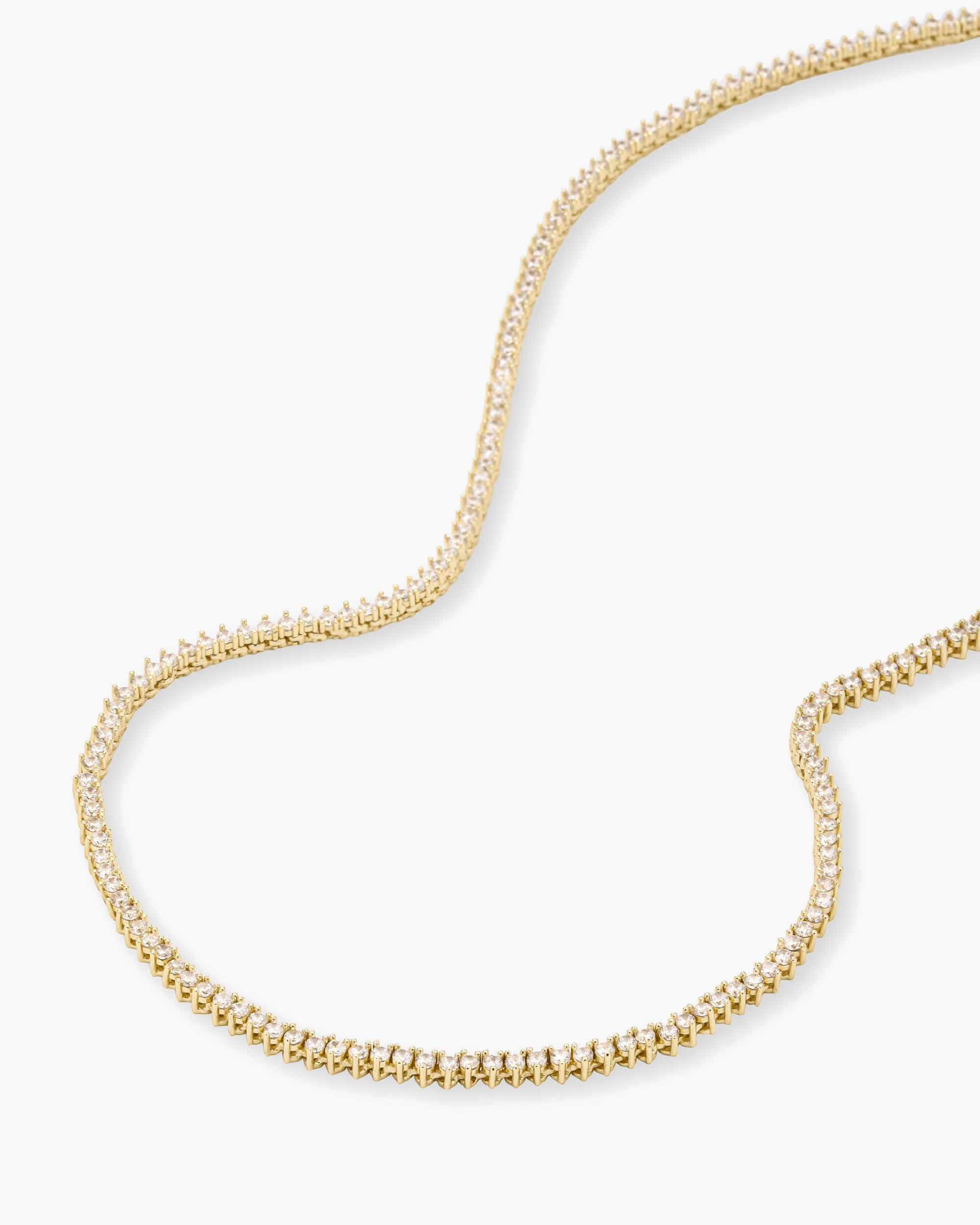 Baby Not Your Basic Tennis Necklace - Gold|White Diamondettes