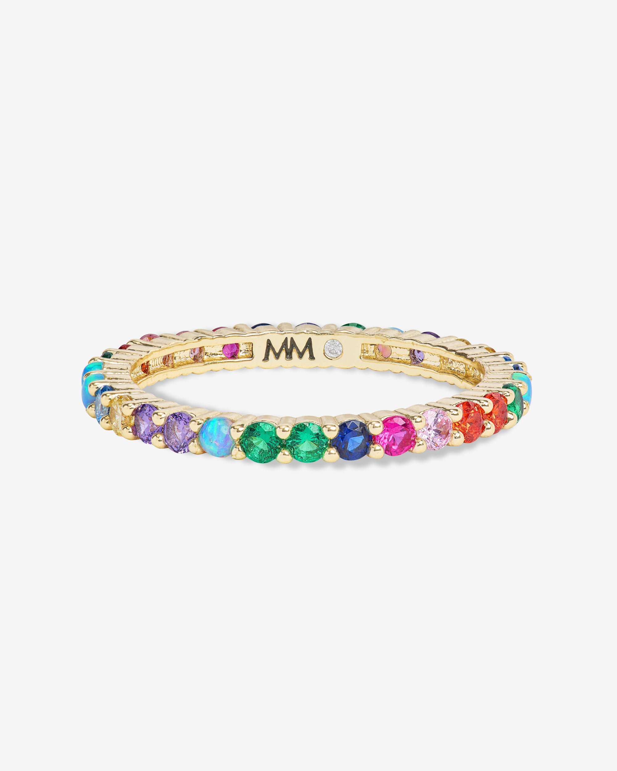 Heiress 2mm Gold Multi-Stone Ring | Elegant Stacking – Melinda 