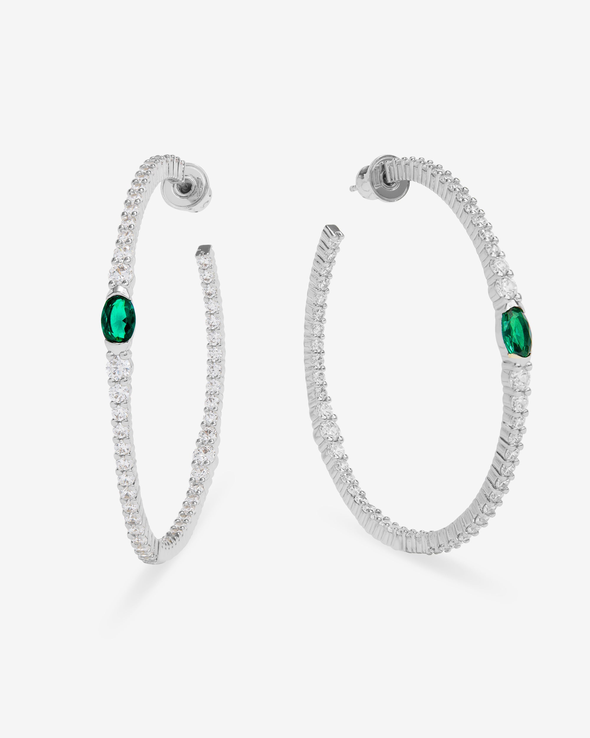 The Maven Hoops 2" - Silver|Emerald