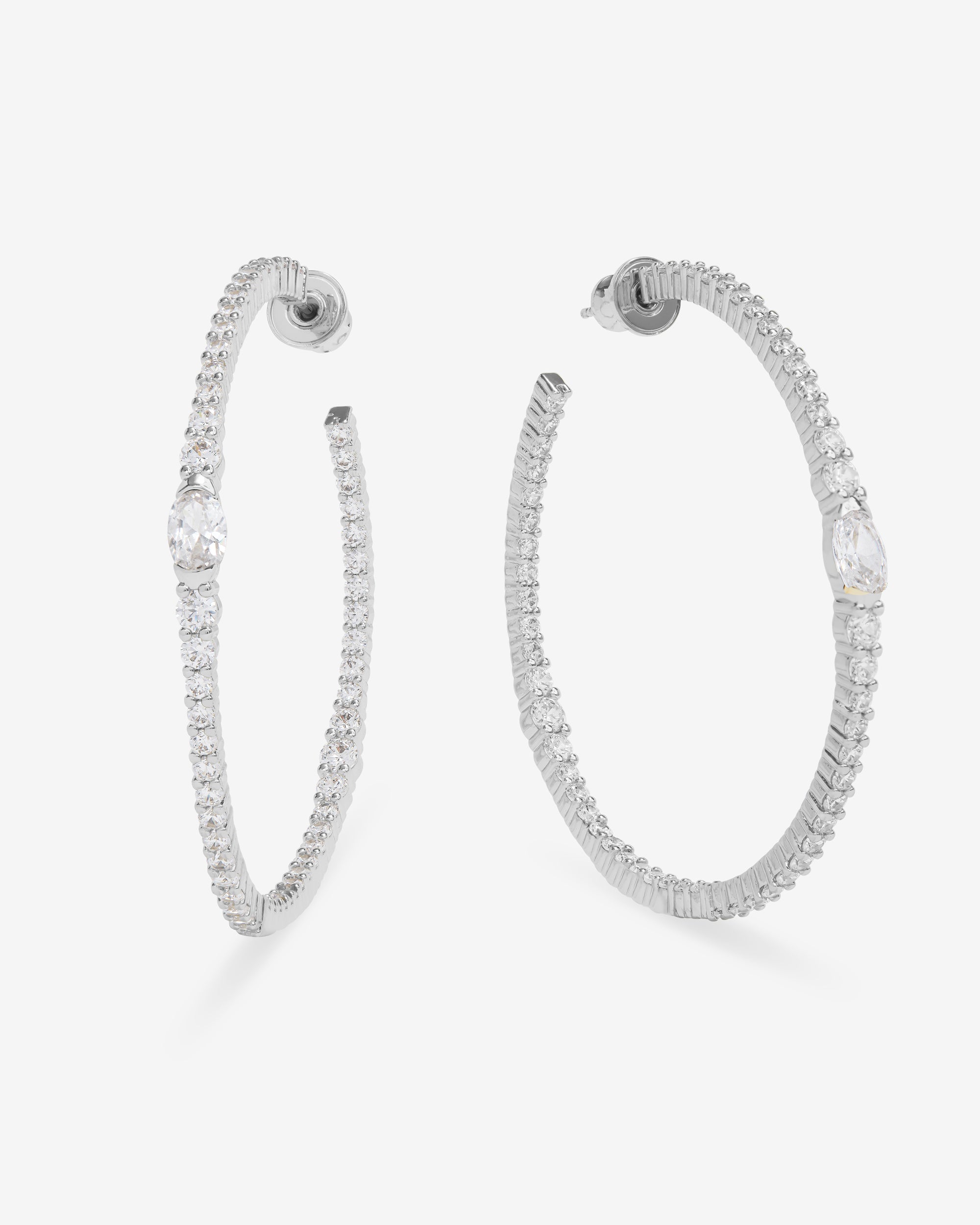 The Maven Hoops 2" - Silver|White Diamondettes