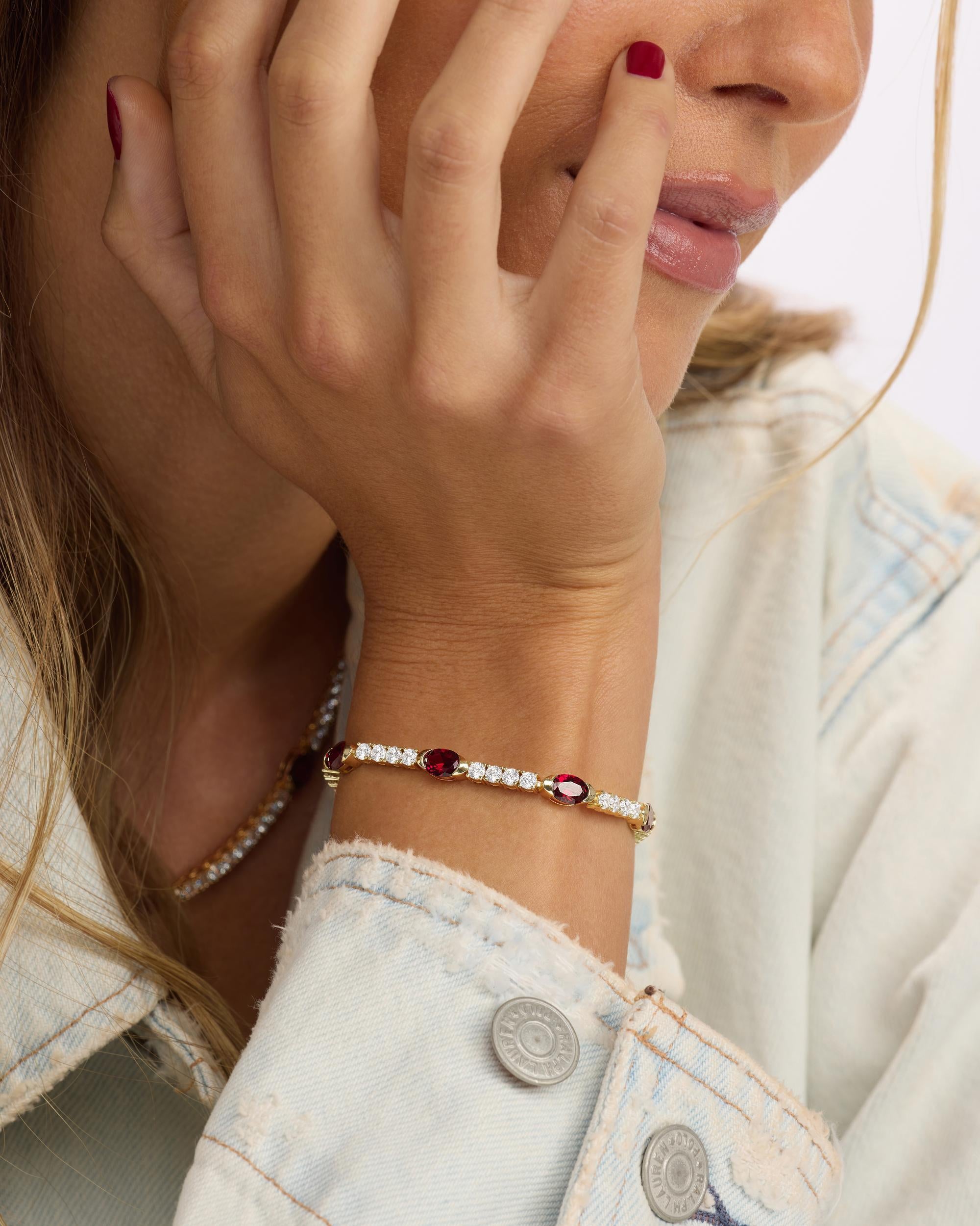 The Maven Tennis Bracelet - Gold|Ruby