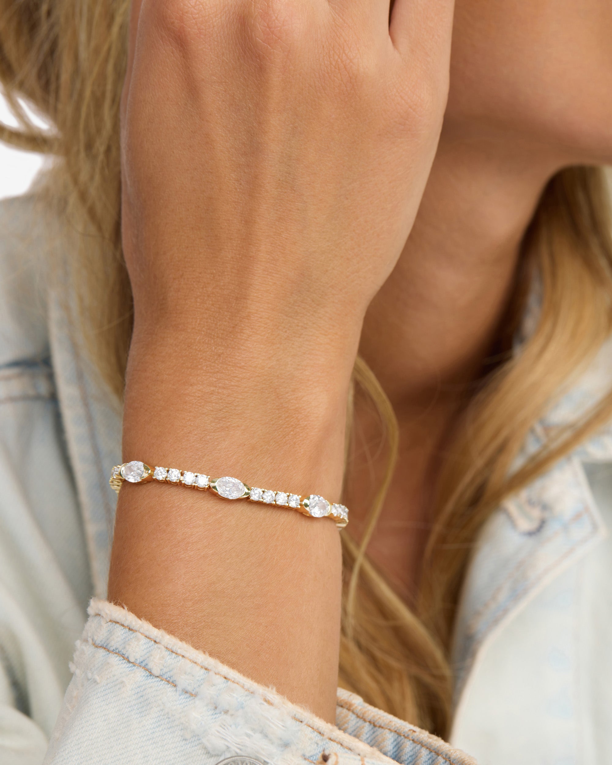 The Maven Tennis Bracelet - Gold|White Diamondettes