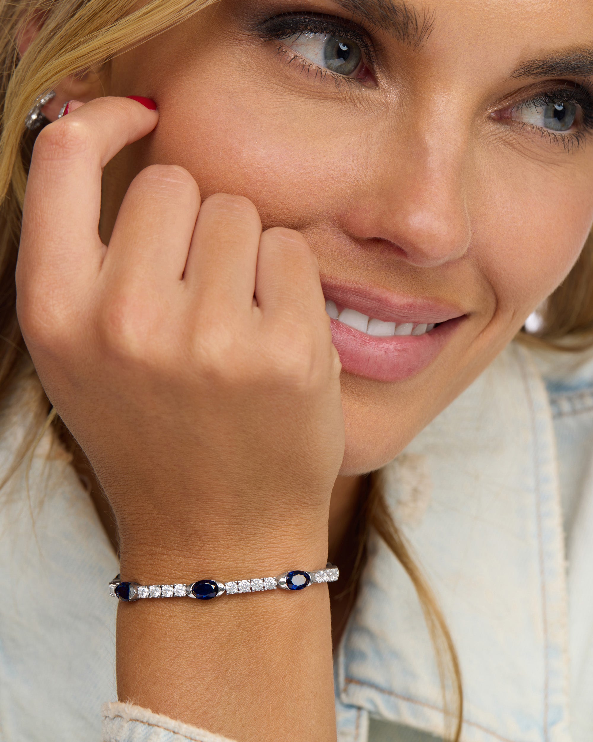 The Maven Tennis Bracelet - Silver|Blue Sapphire