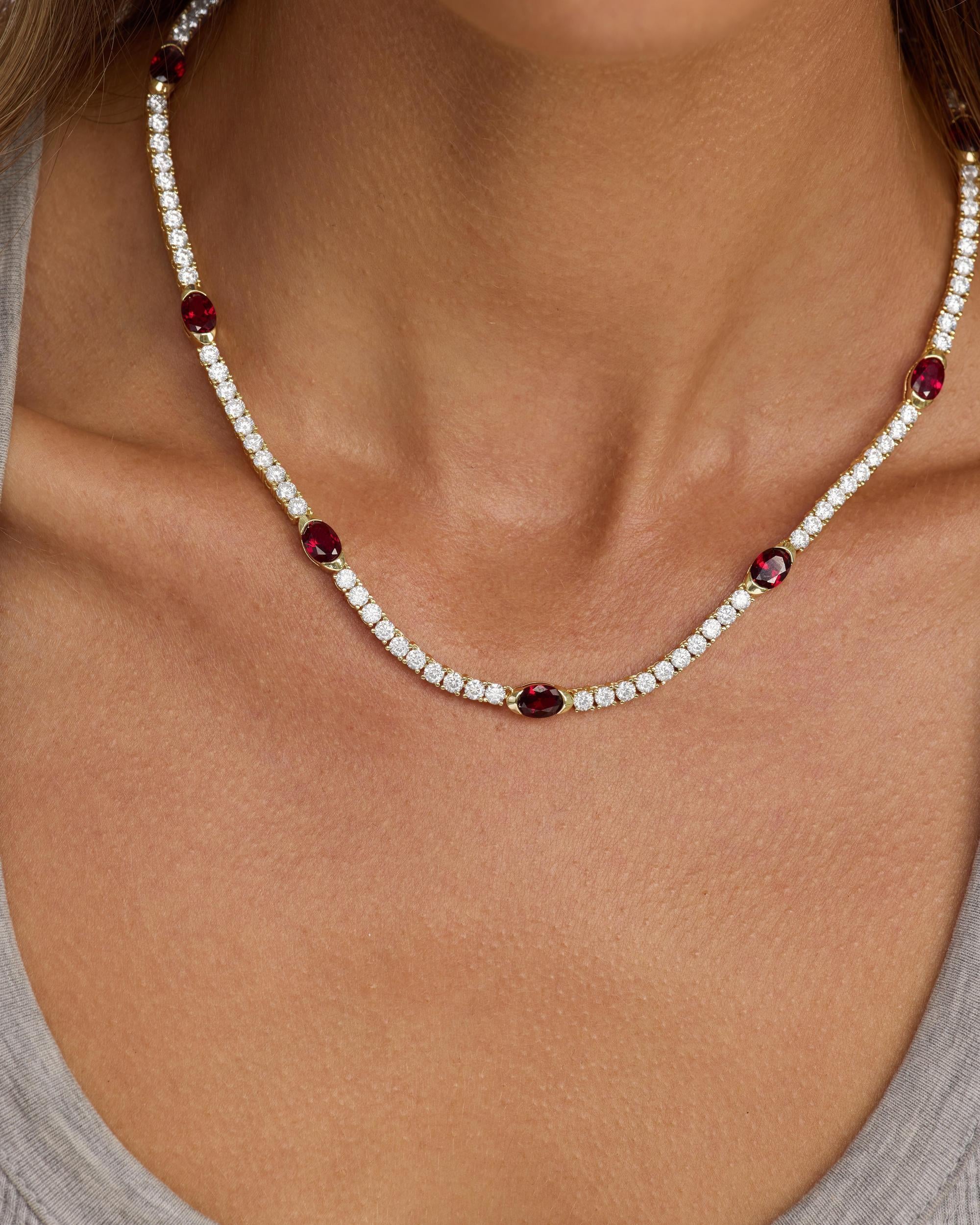 The Maven Tennis Necklace - Gold|Ruby