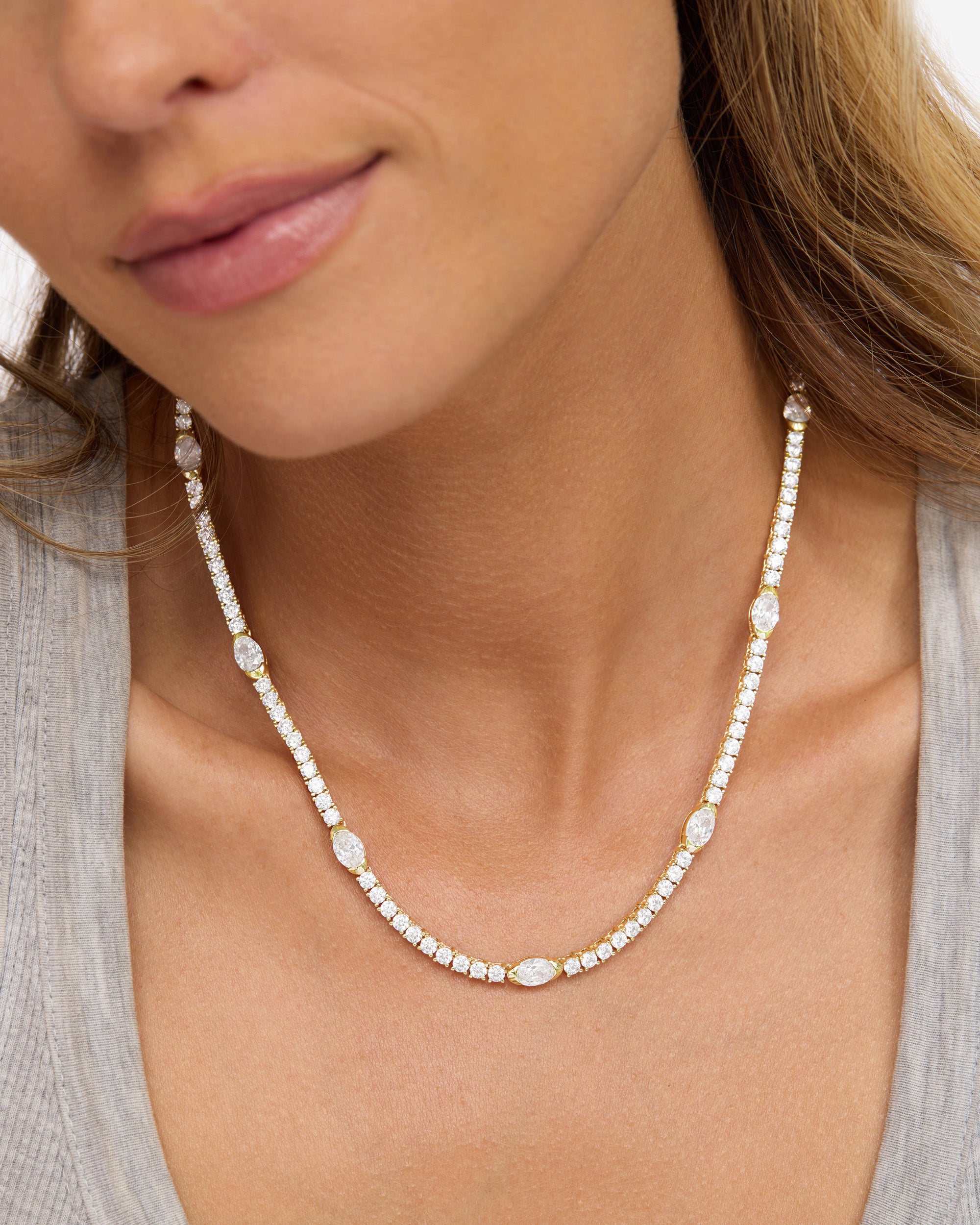 The Maven Tennis Necklace - Gold|White Diamondettes