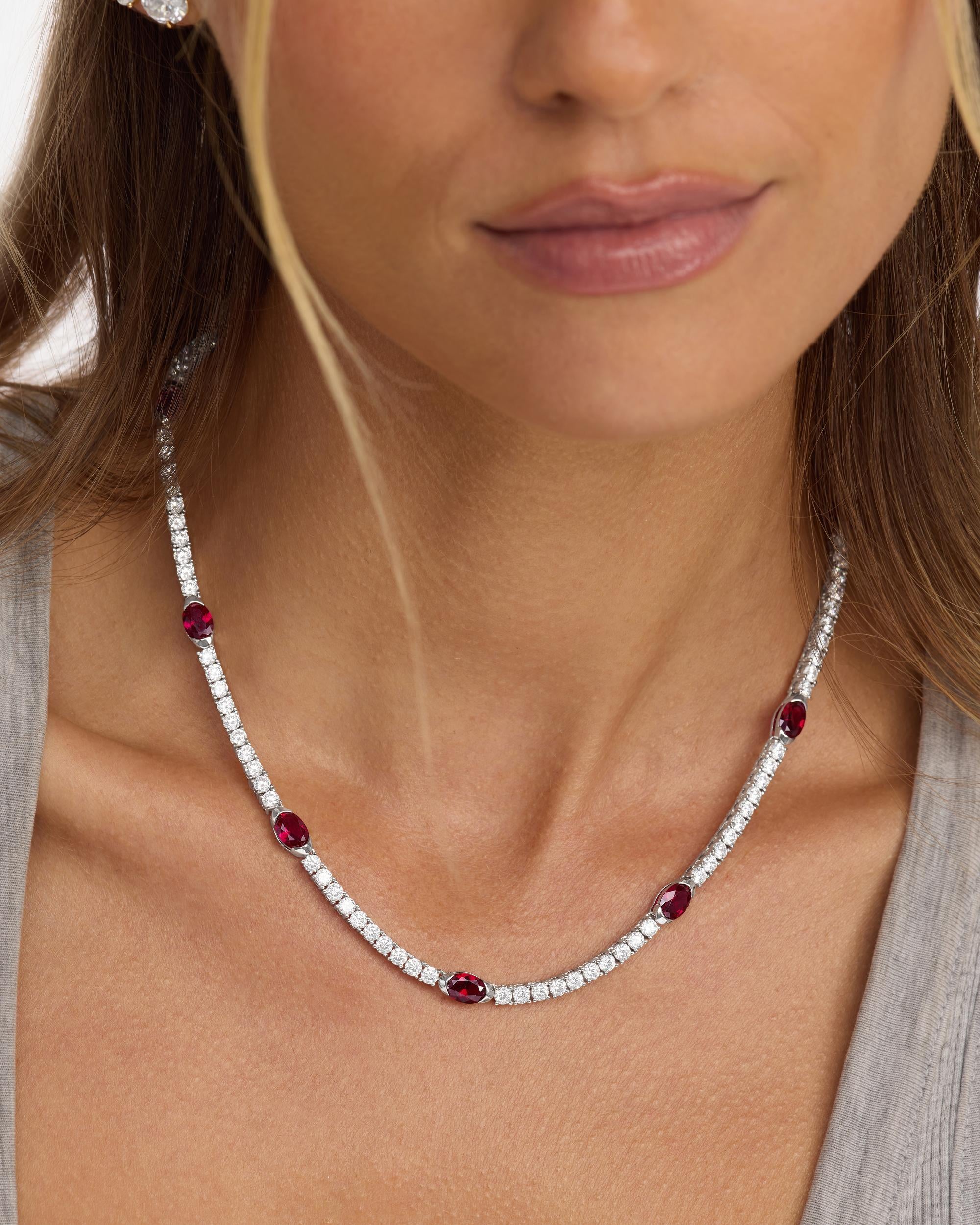 The Maven Tennis Necklace - Silver|Ruby