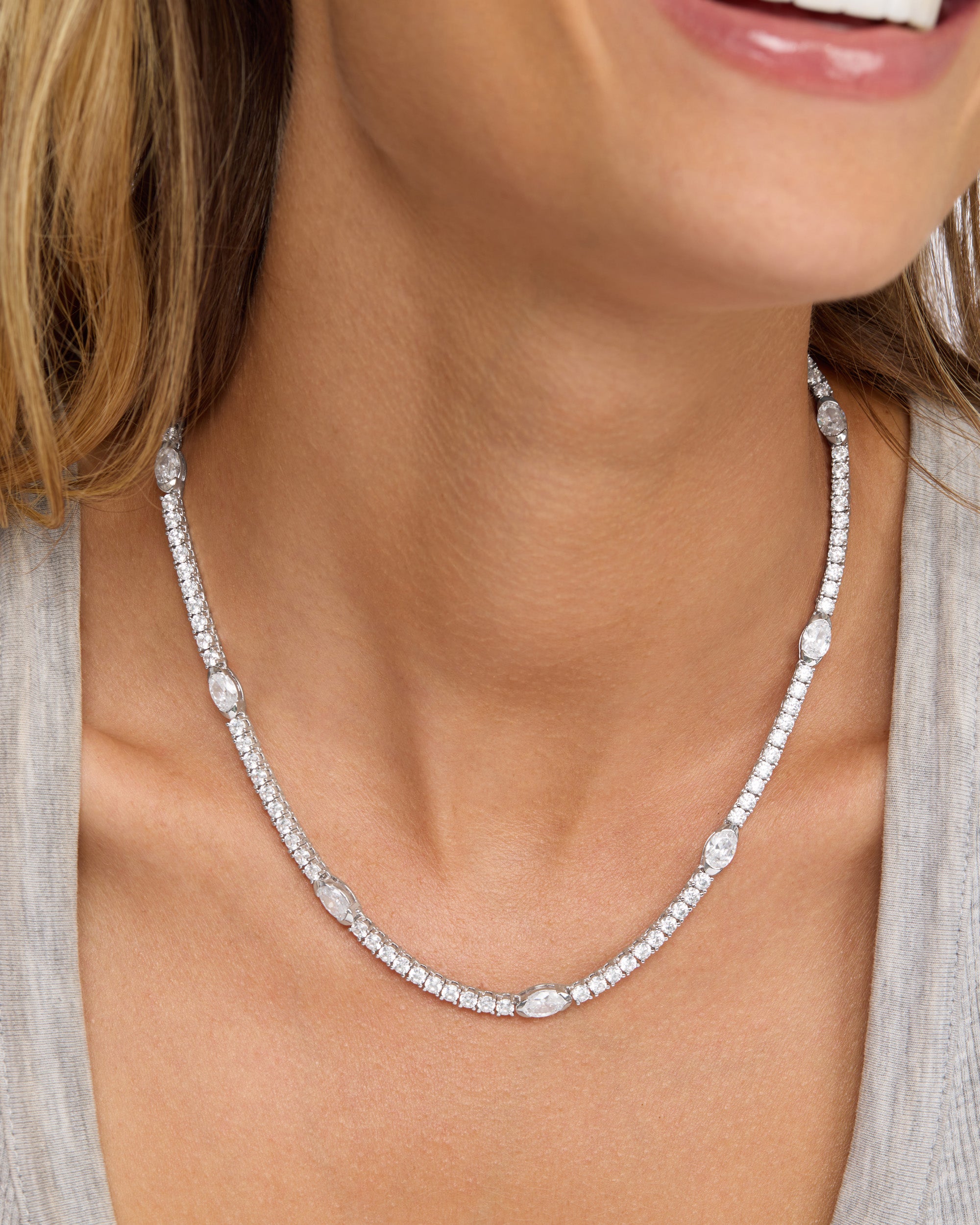 The Maven Tennis Necklace - Silver|White Diamondettes