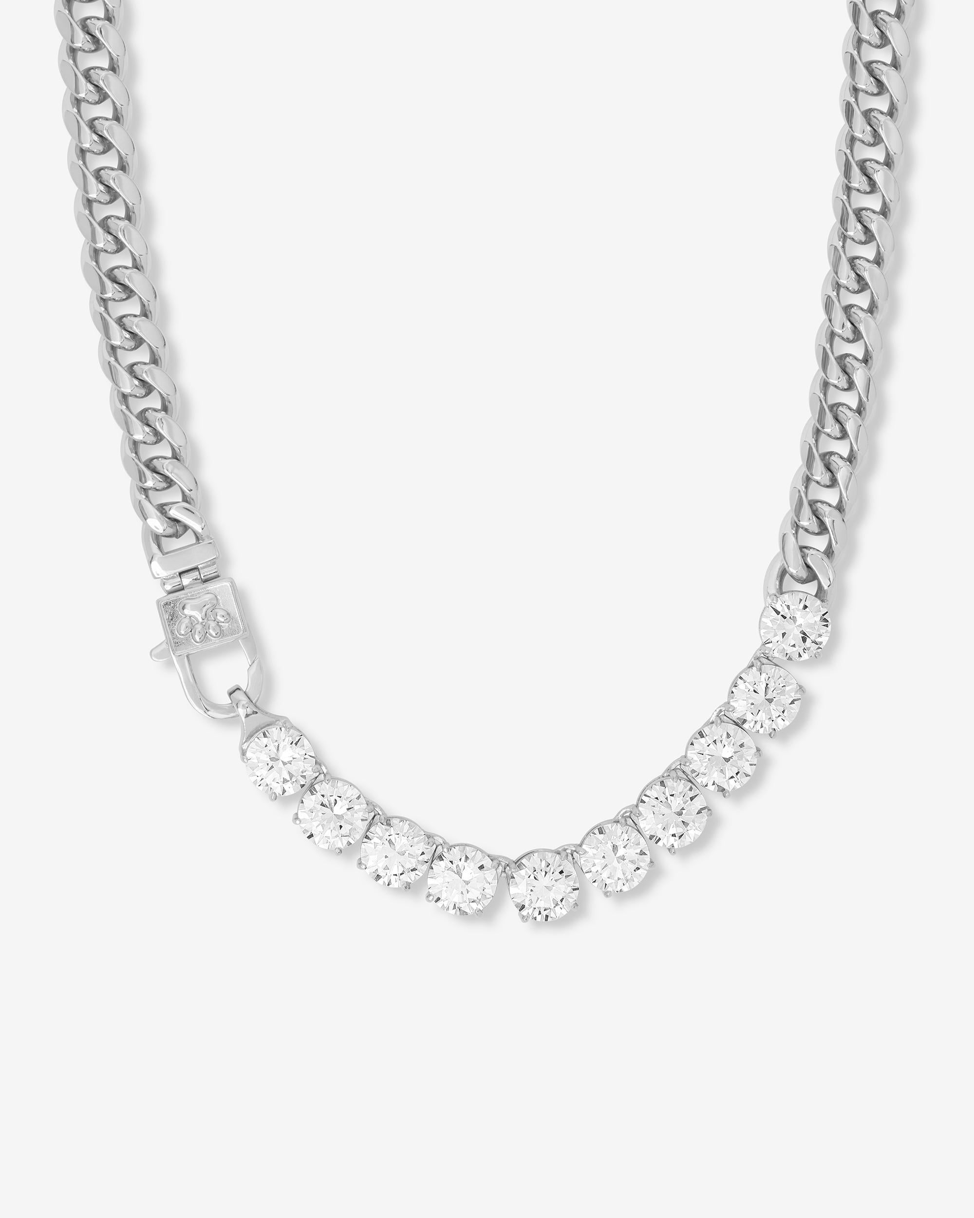Thor Loves Diamonds Pet Necklace - Silver|White Diamondettes