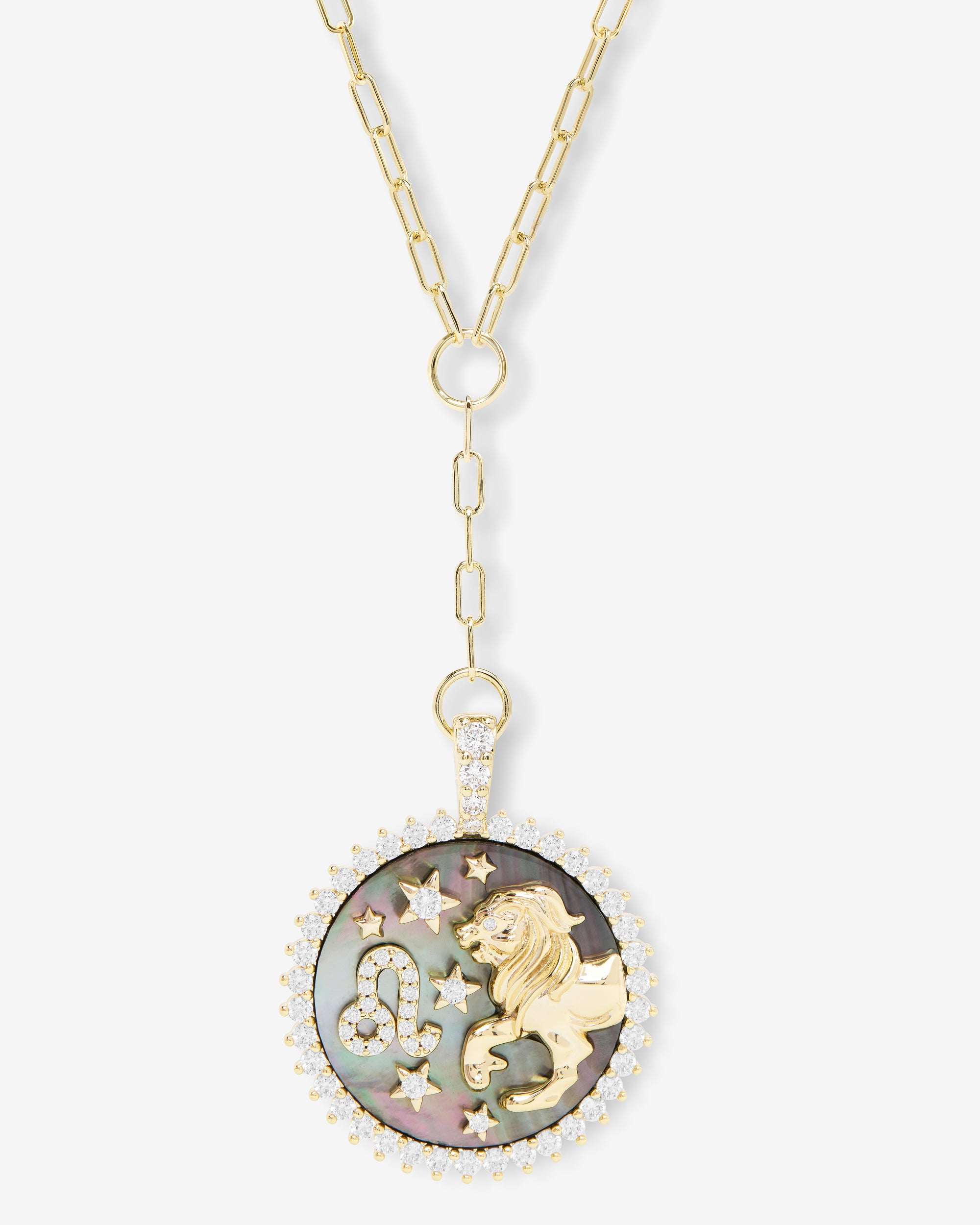 Zodiac Medallion Necklace - Reversible Gold & Mother of Pearl