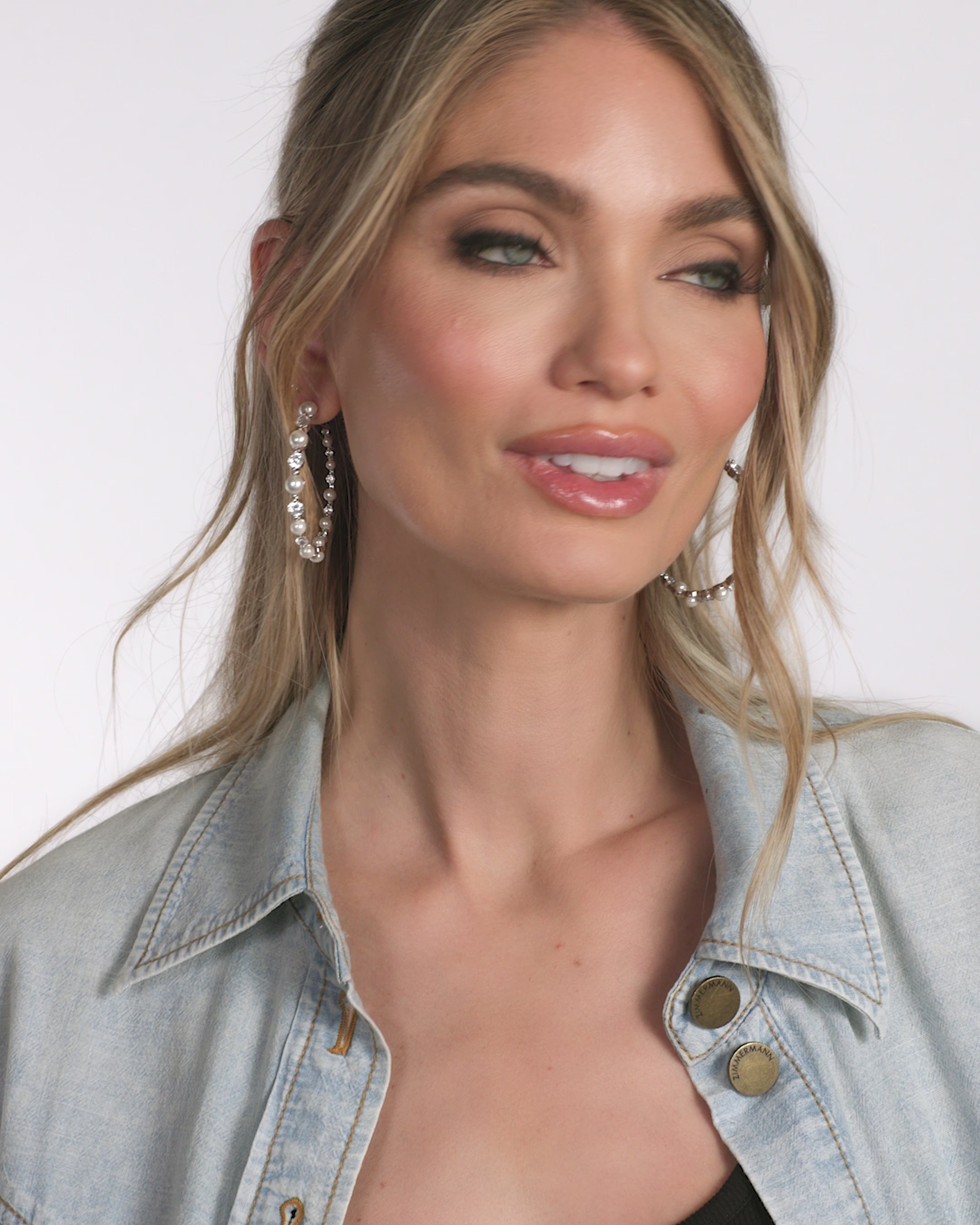 She's an Icon Pearl Hoops 2" - Silver