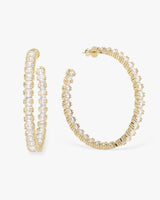 The Queens Hoops 2" - Gold|White Diamondettes