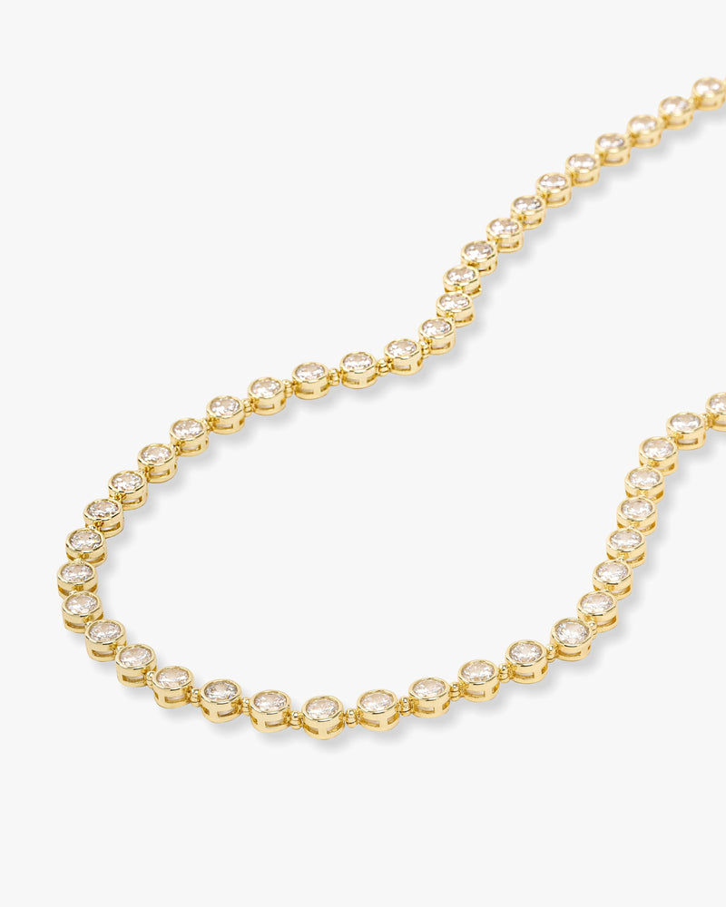 Mama Baroness Tennis Necklace 18" - Gold|White Diamondettes