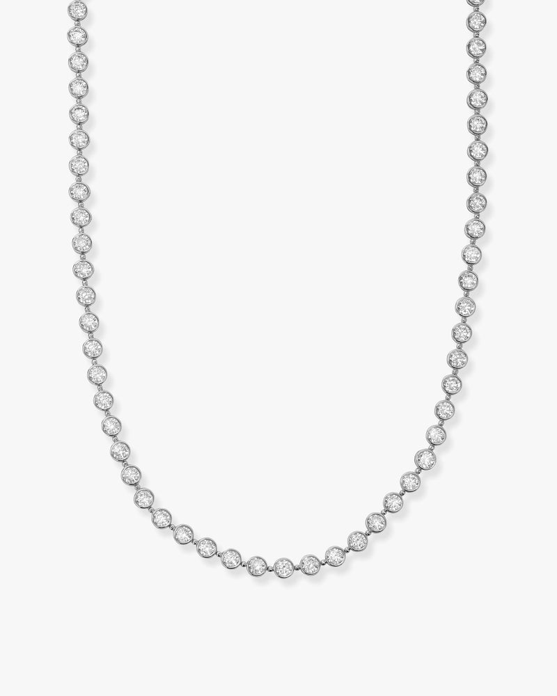 Mama Baroness Tennis Necklace 18" - Silver|White Diamondettes