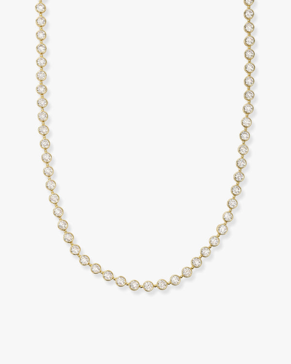 Mama Baroness Tennis Necklace 15" - Gold|White Diamondettes