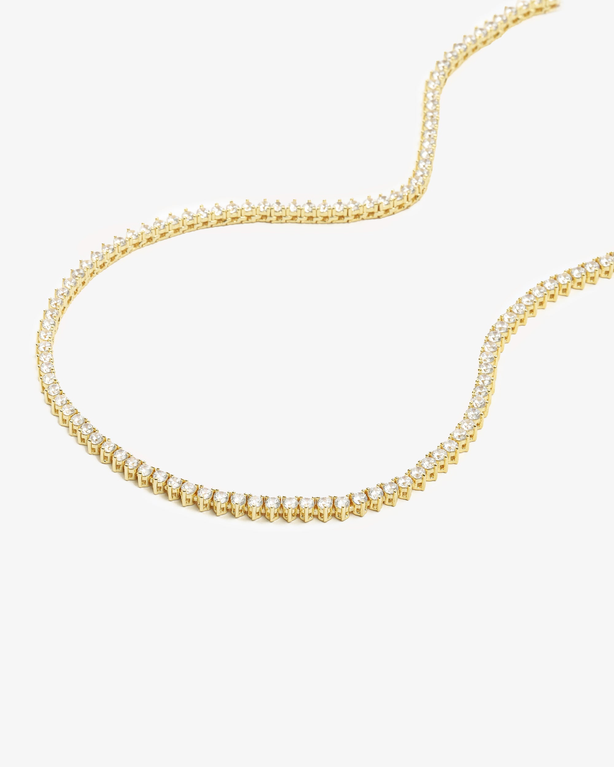 Not Your Basic Tennis Necklace 3mm - Gold|White Diamondettes