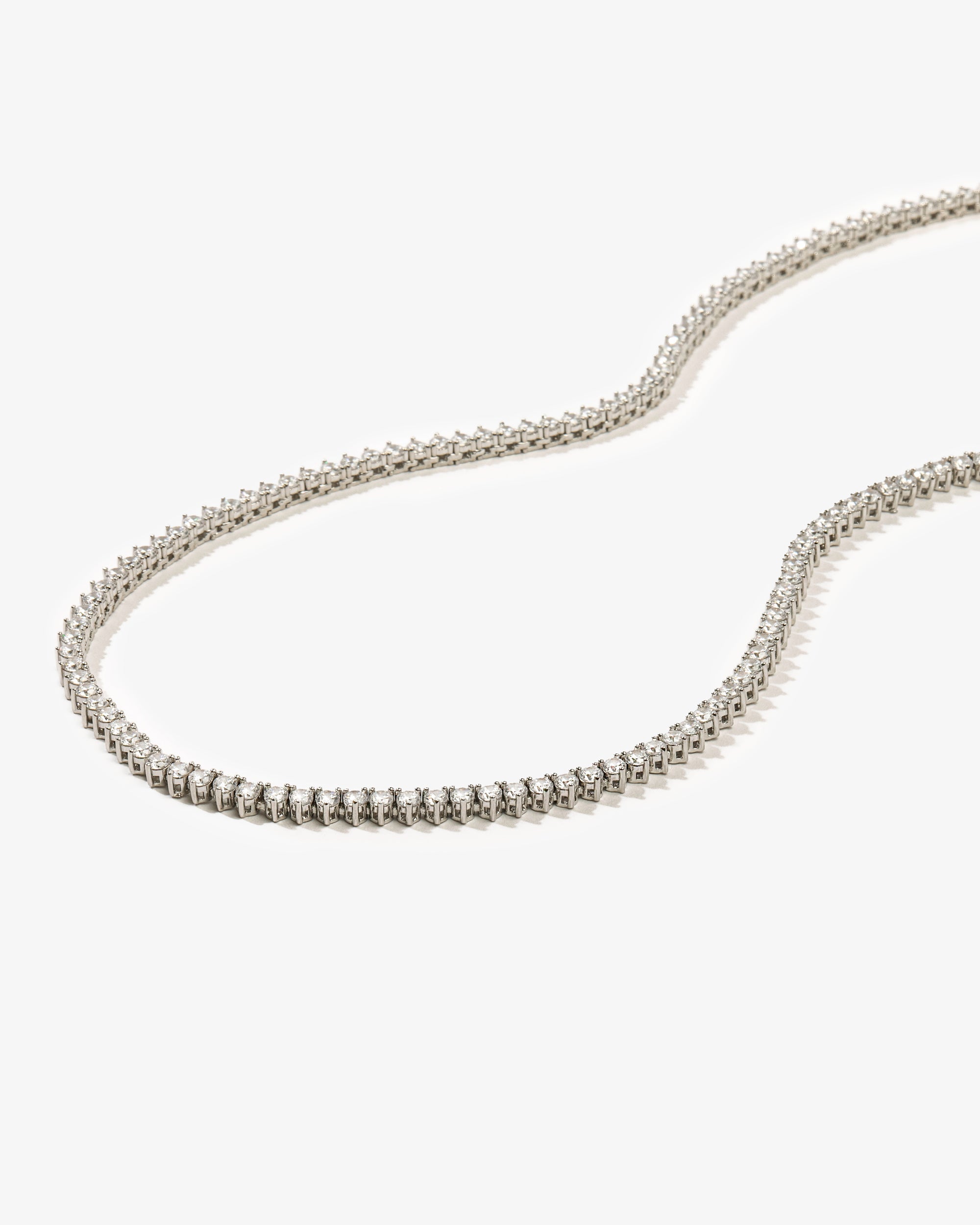 Not Your Basic Tennis Necklace 3mm - Silver|White Diamondettes