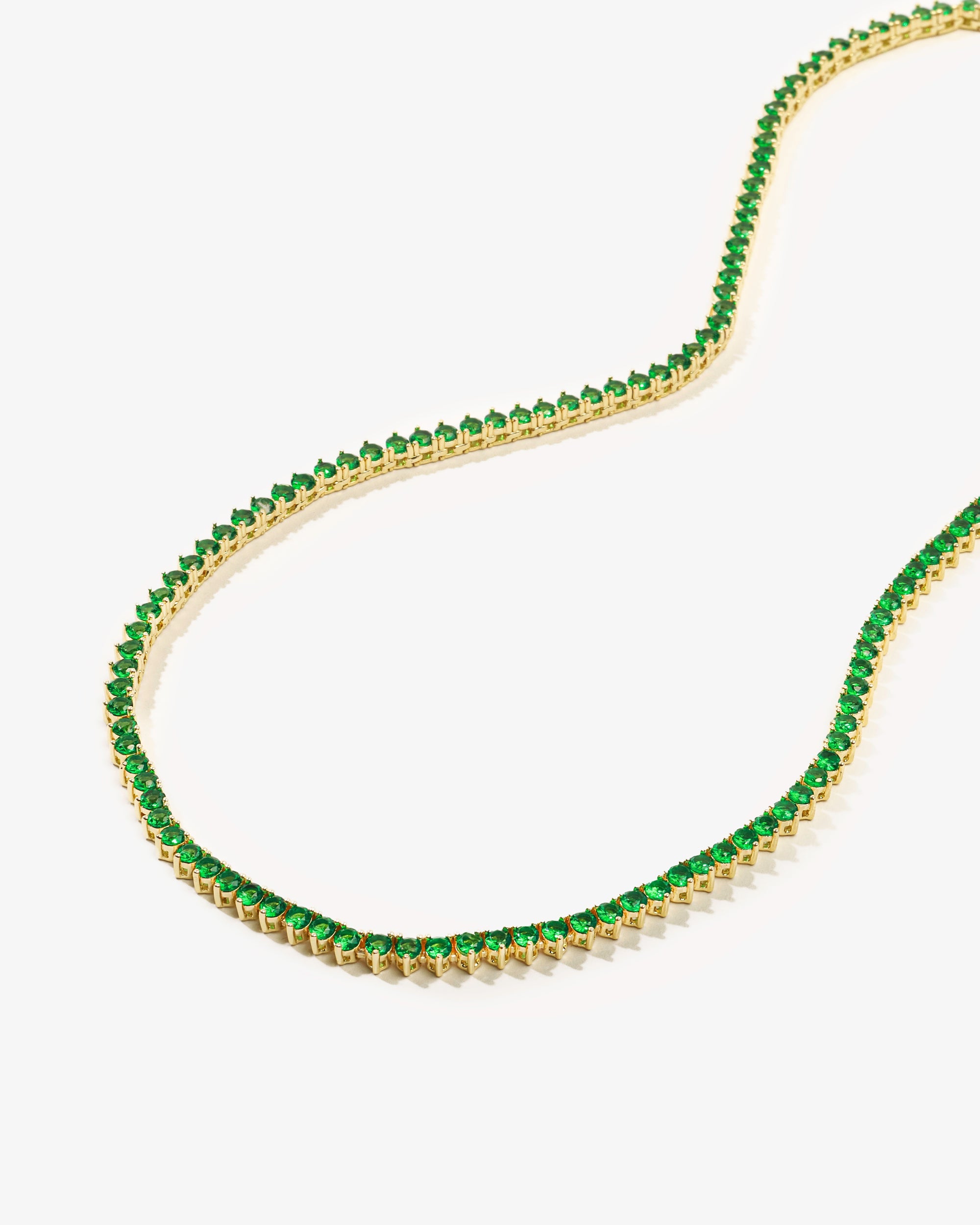 Not Your Basic Tennis Necklace 3mm - Gold|Emerald