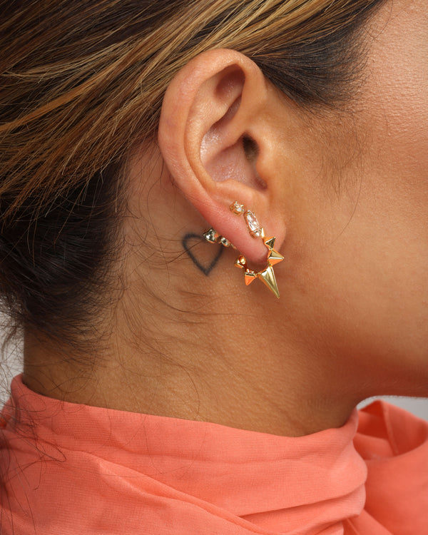 Gabriella Spiked Hoops - Gold