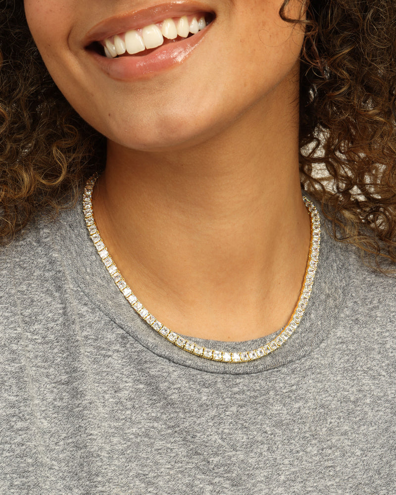 Lil Queen's Tennis Necklace 16" - Gold|White Diamondettes