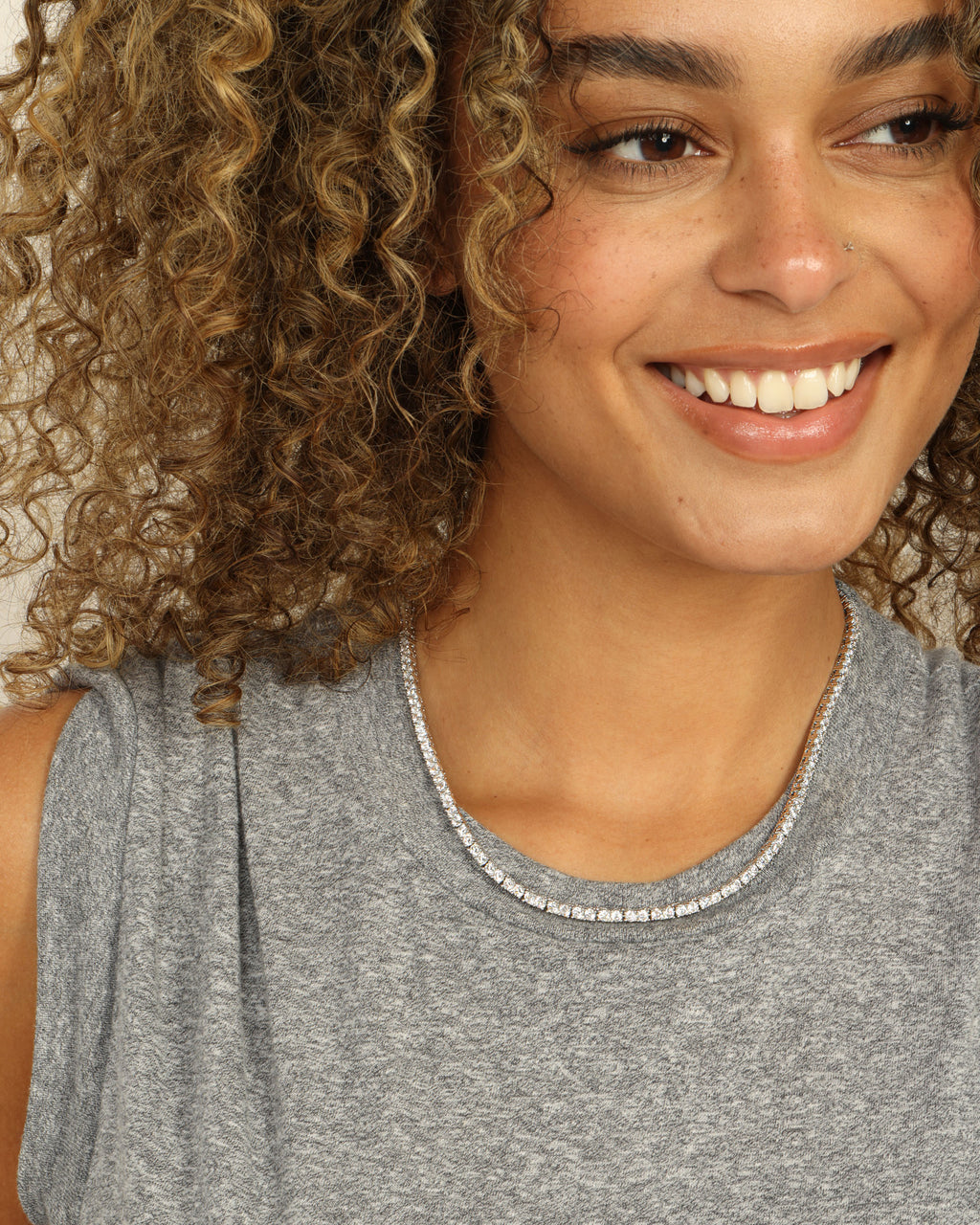 Heiress Tennis Necklace 3mm - Silver|White Diamondettes