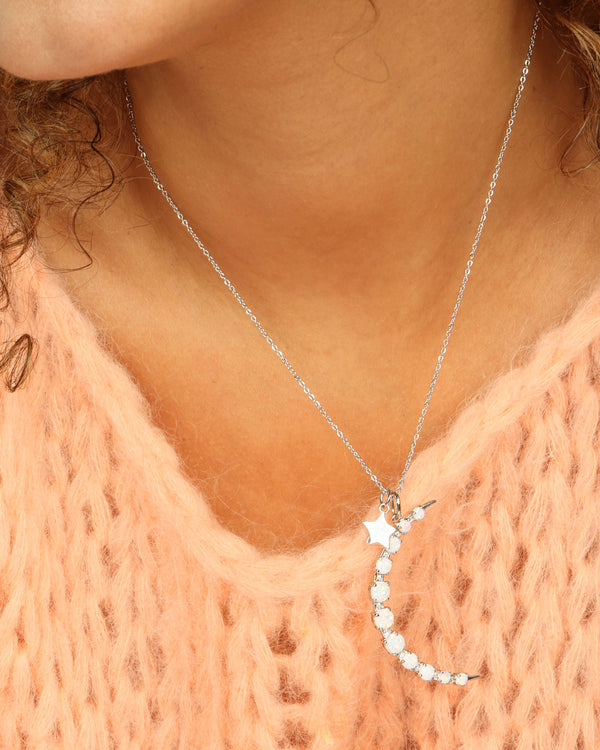 "What Dreams are Made of" Necklace - Silver|White Opal